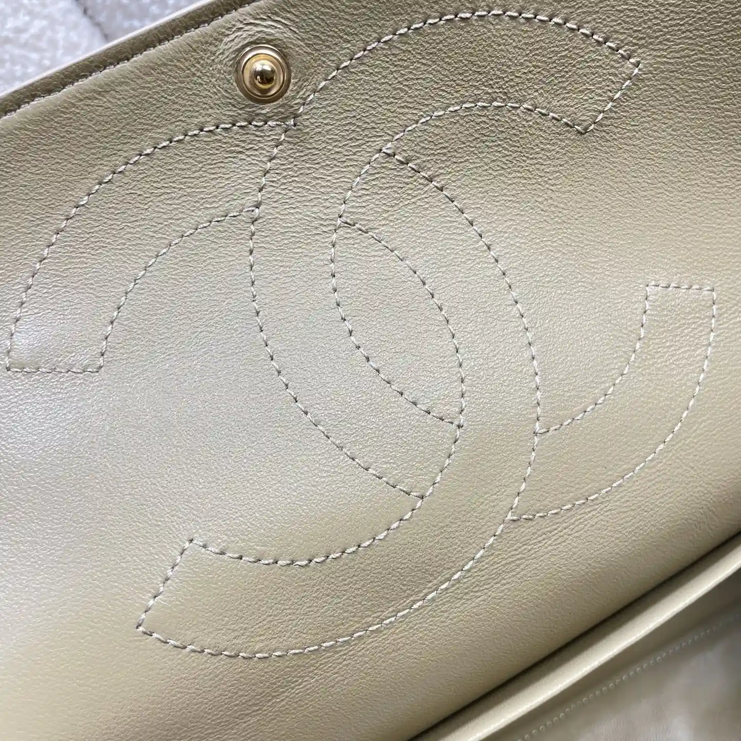 Chanel Beige Classic Flap Grained Leather Shoulder Bag product photo from LabelPicks