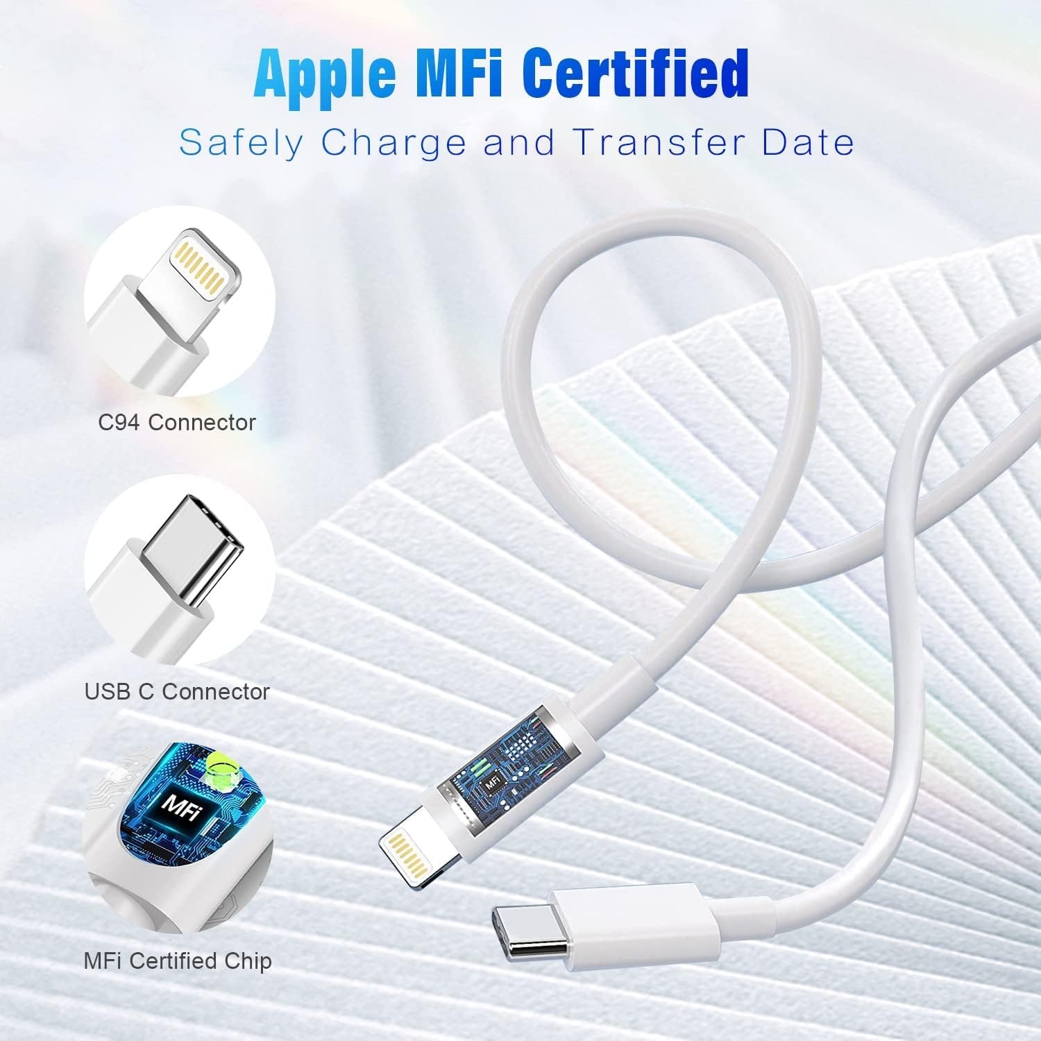 USB C to Lightning Cable 3FT 2Pack [Apple MFi Certified] Fast Charging [Apple MFi Certified] Fast Charging