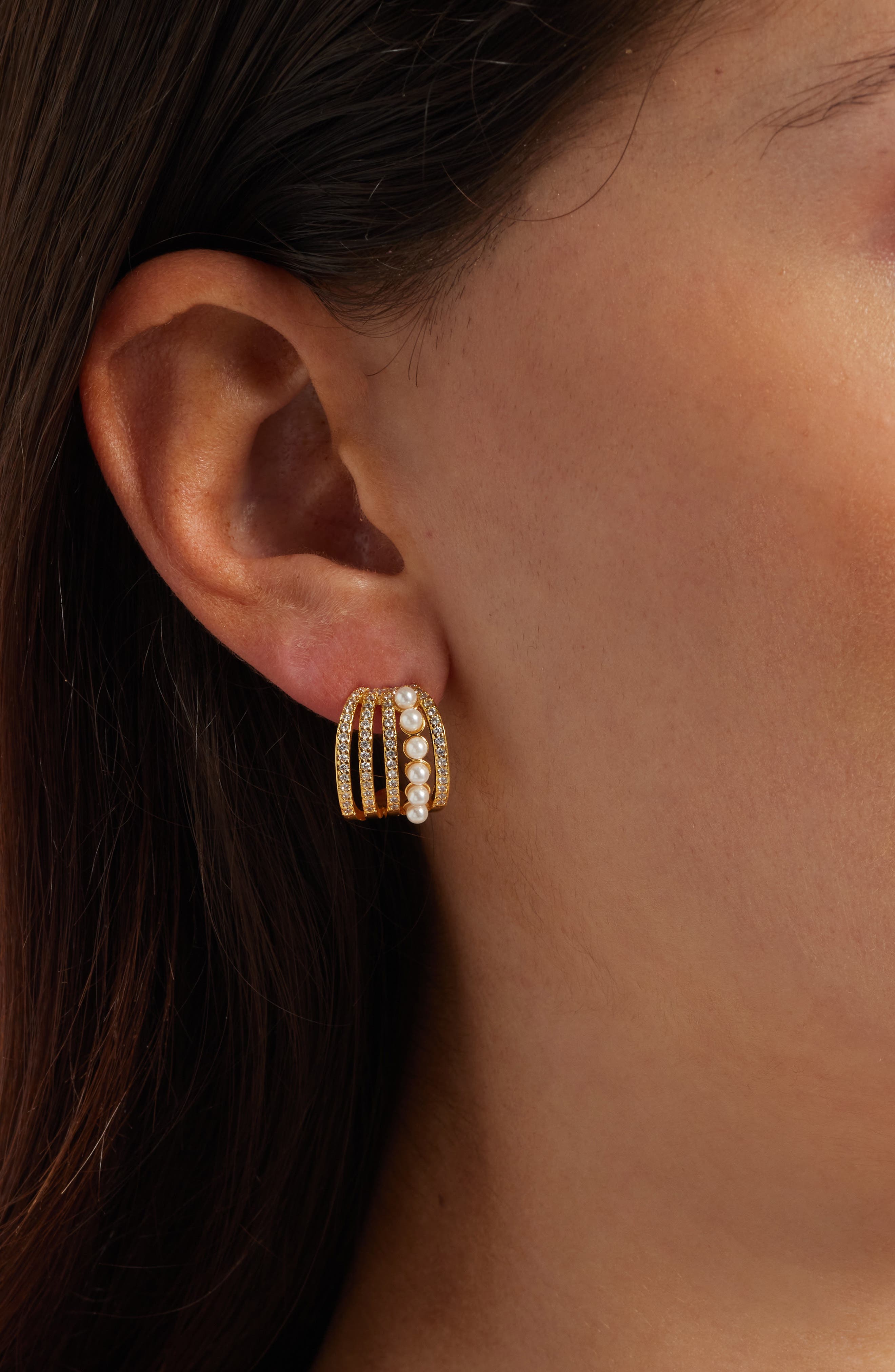 Nordstrom Demi Fine Faux Pearl & Pavé Earrings