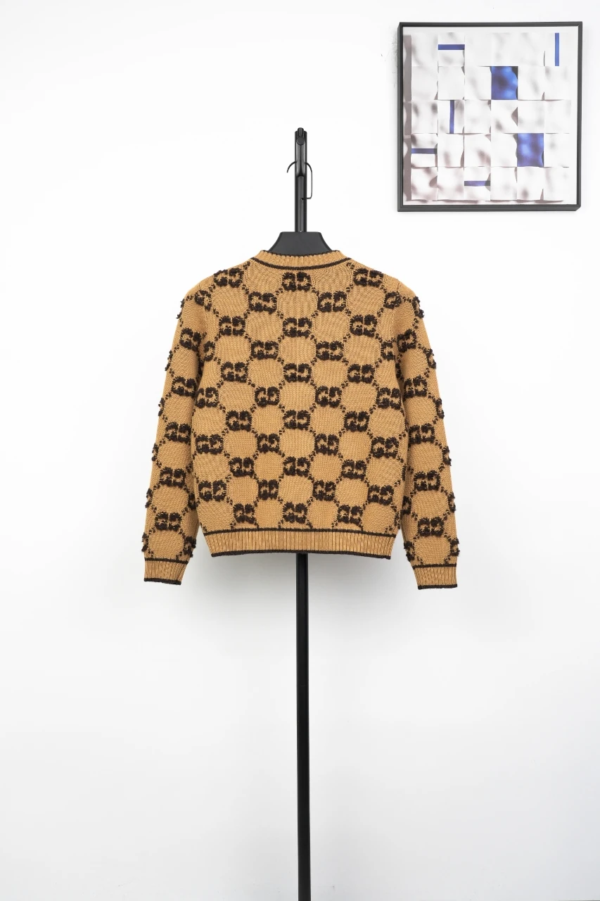 GUCCI Caramel Brown GG Jacquard Knit Cardigan product photo from LabelPicks