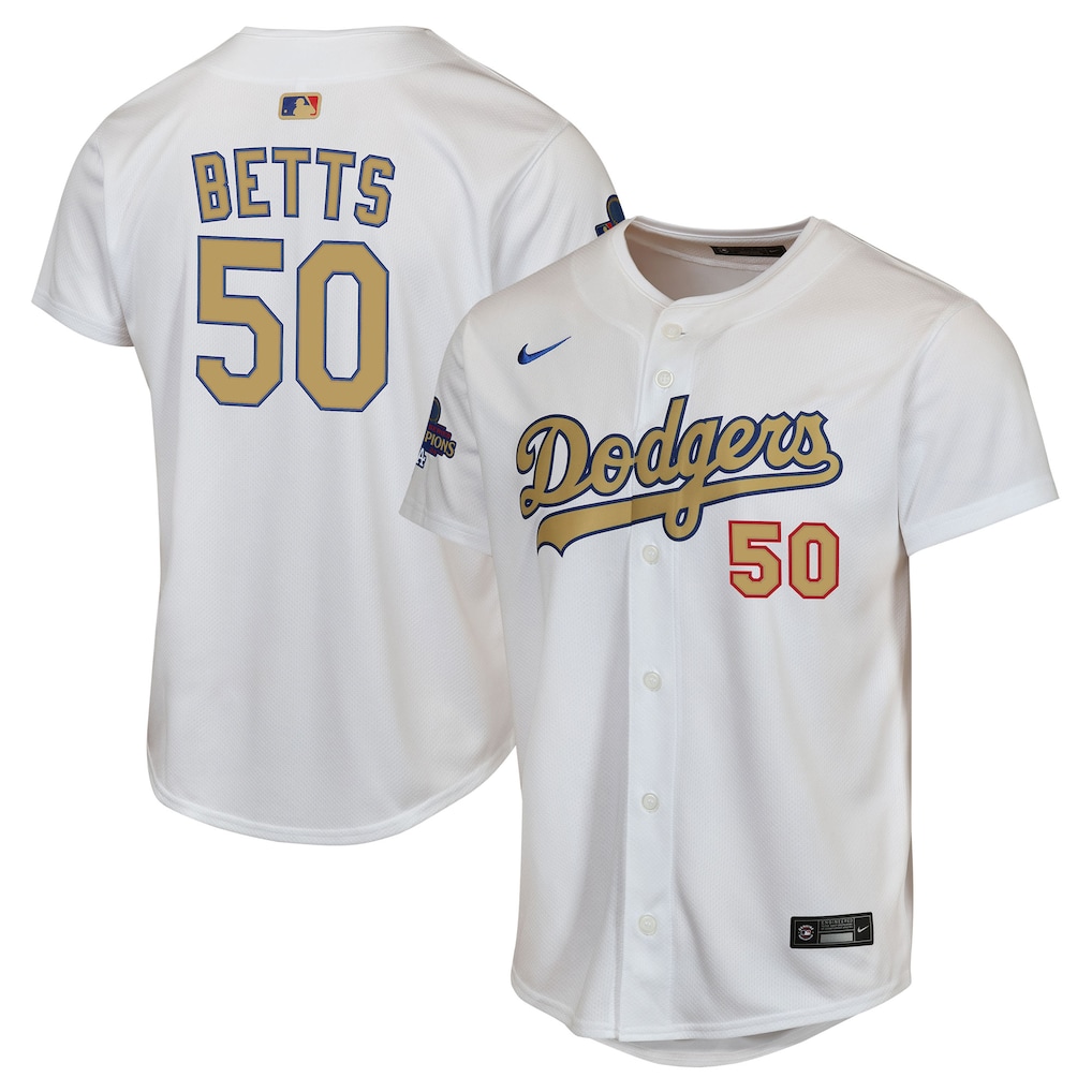 Mookie Betts Los Angeles Dodgers Nike Youth 2025 Gold Collection Limited Jersey - White