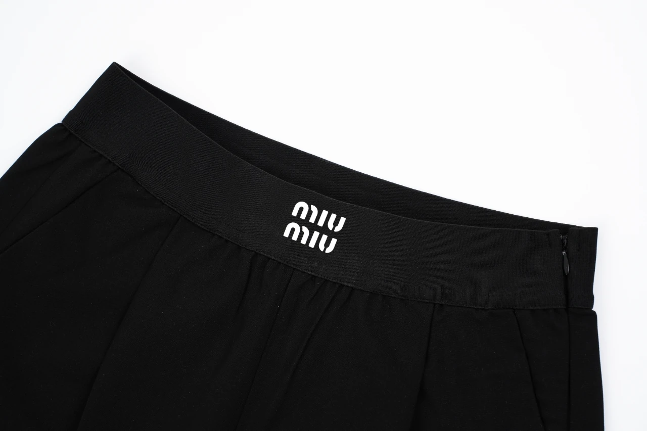 Miu Miu Black Elastic Waist Straight Trousers product photo from LabelPicks