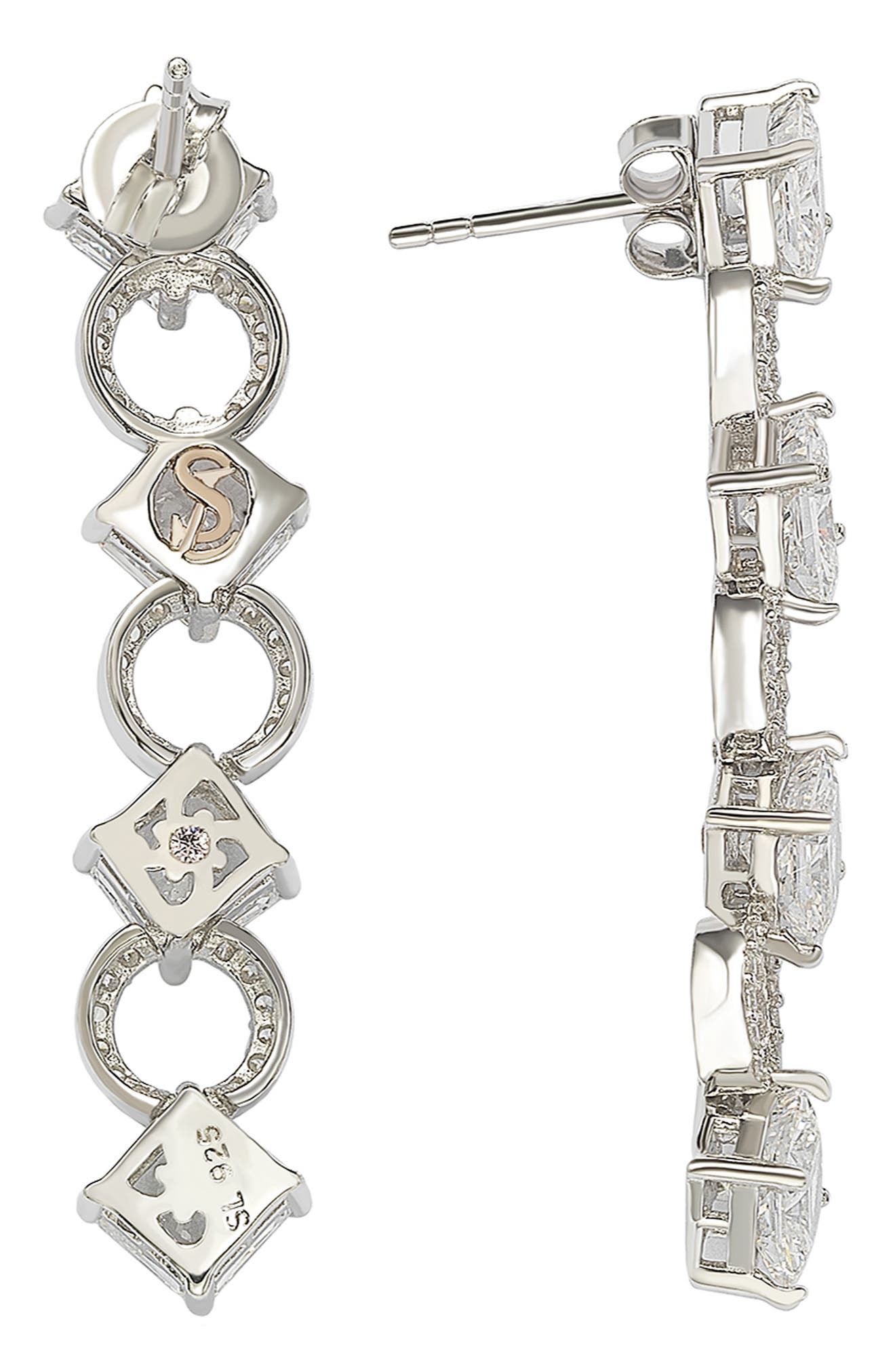 SUZY LEVIAN Sterling Silver Cubic Zirconia Linear Drop Earrings