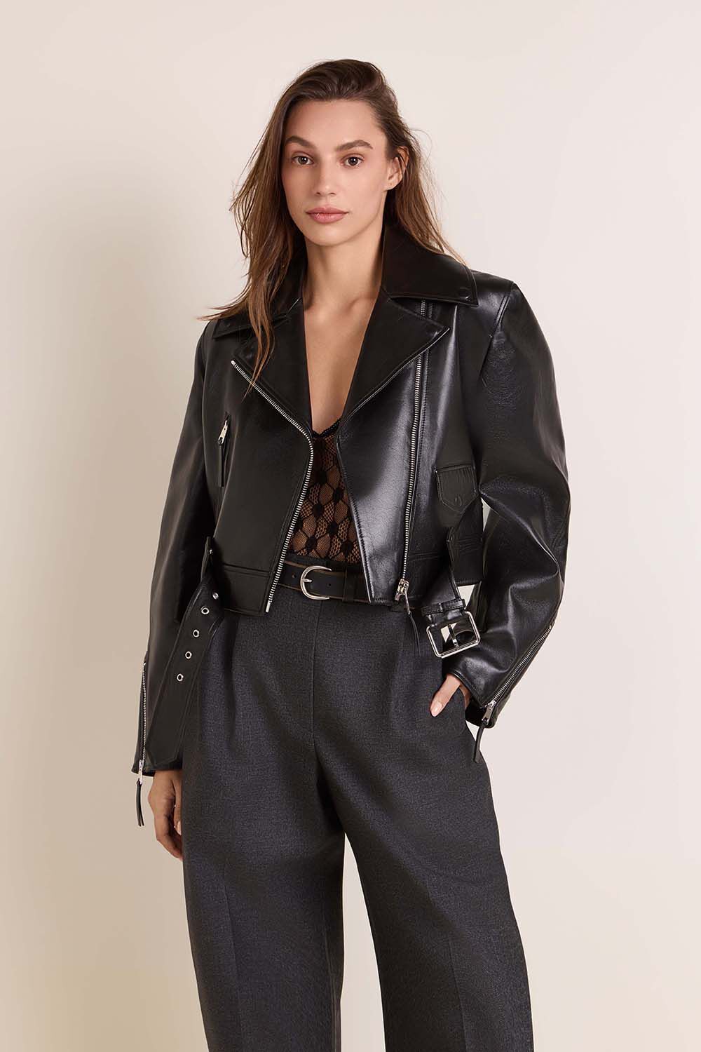 GIVENCHY ז'קט עור קרופ
