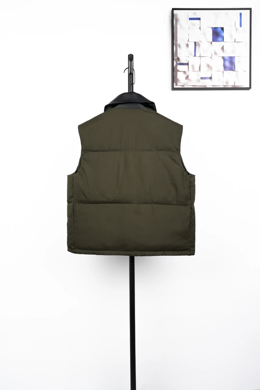 Miu Miu Olive Green Leather Collar Down Vest product photo from LabelPicks