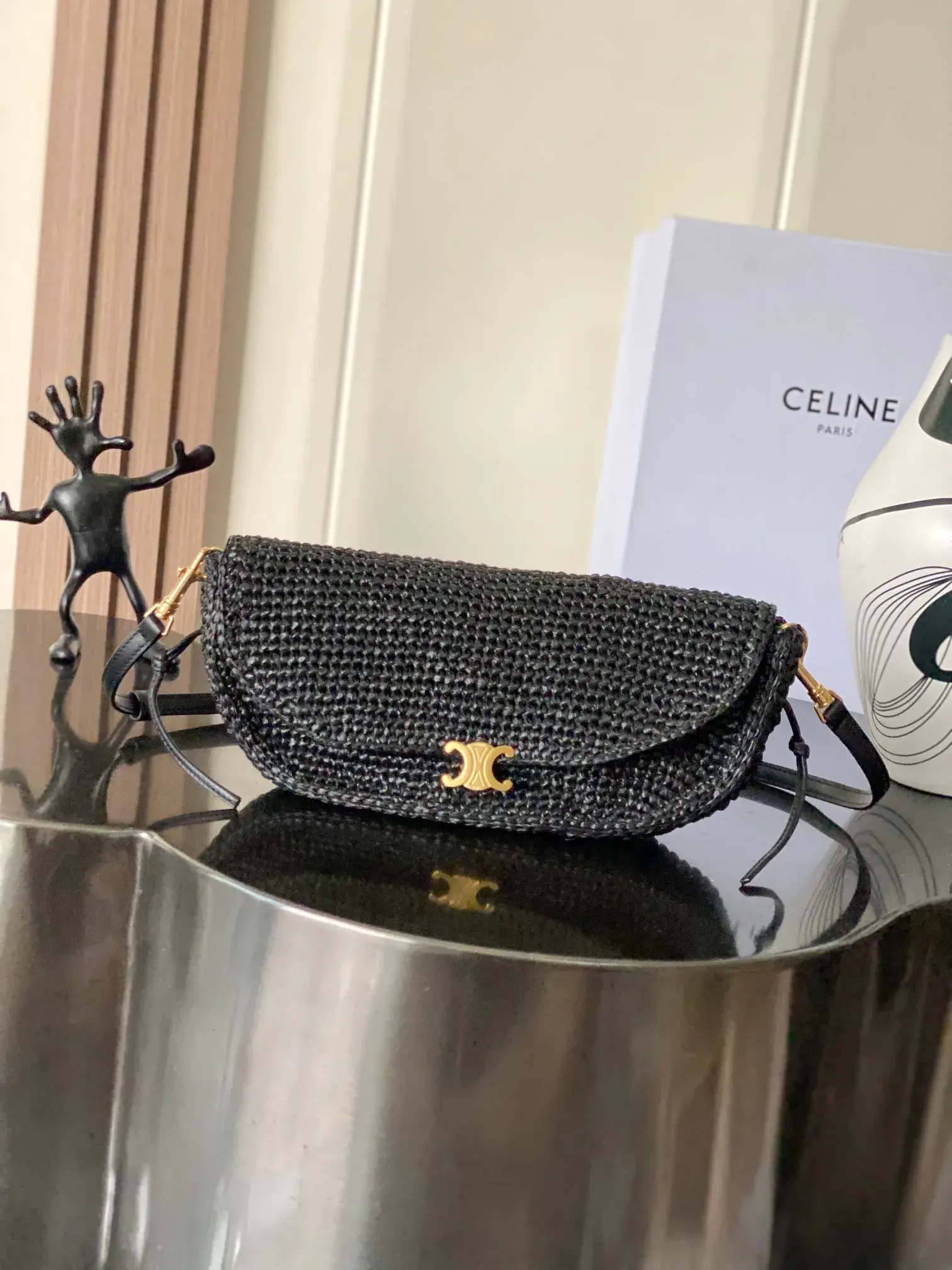 Celine Straw Woven Triomphe Crossbody Bag product photo from LabelPicks