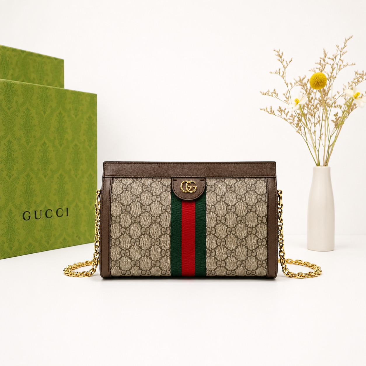 Bolsa Feminina Ophidia GG em Canvas com Alça de Corrente Modelo: 503877