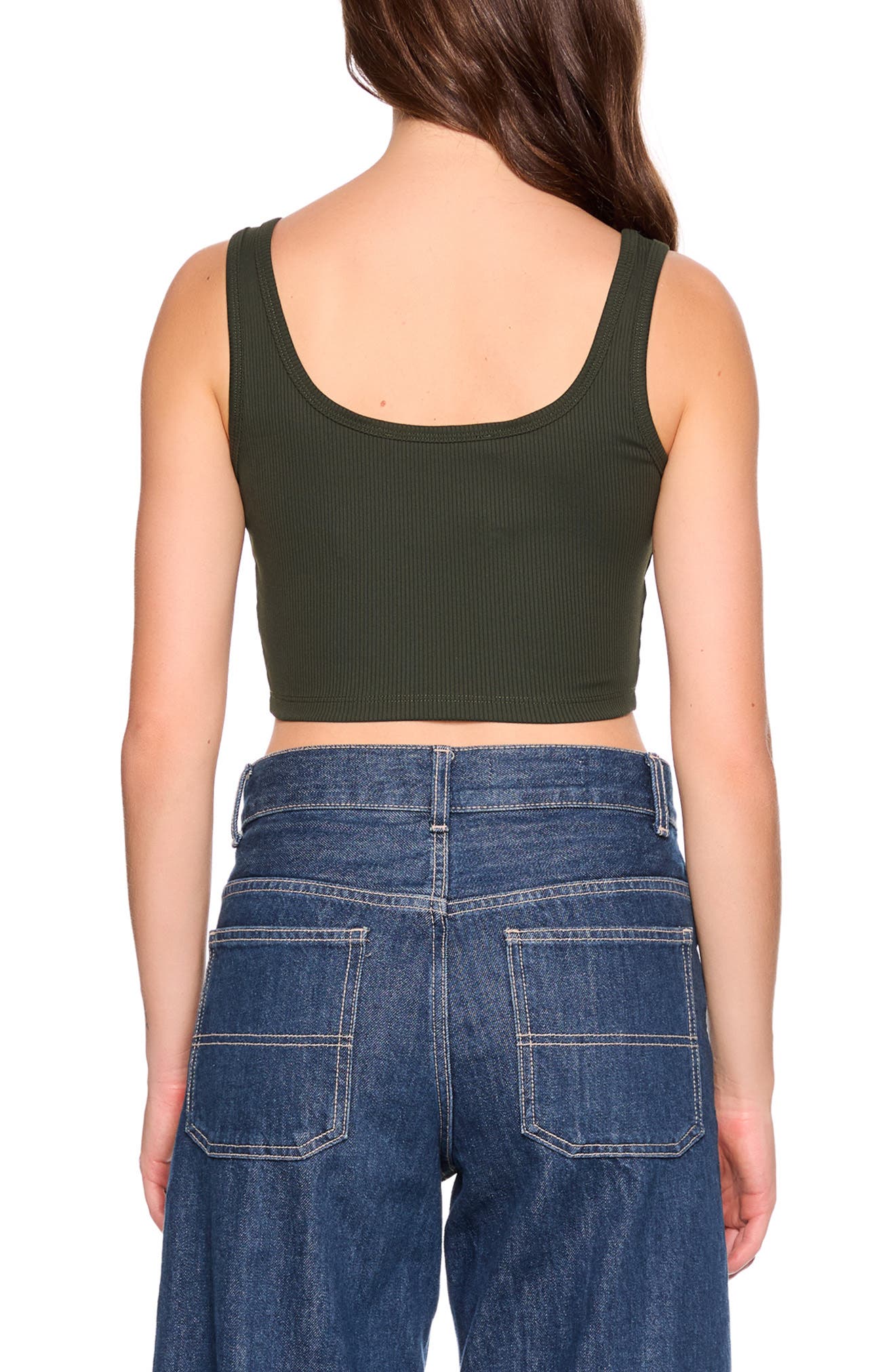Susana Monaco Rib Scoop Neck Crop Tank