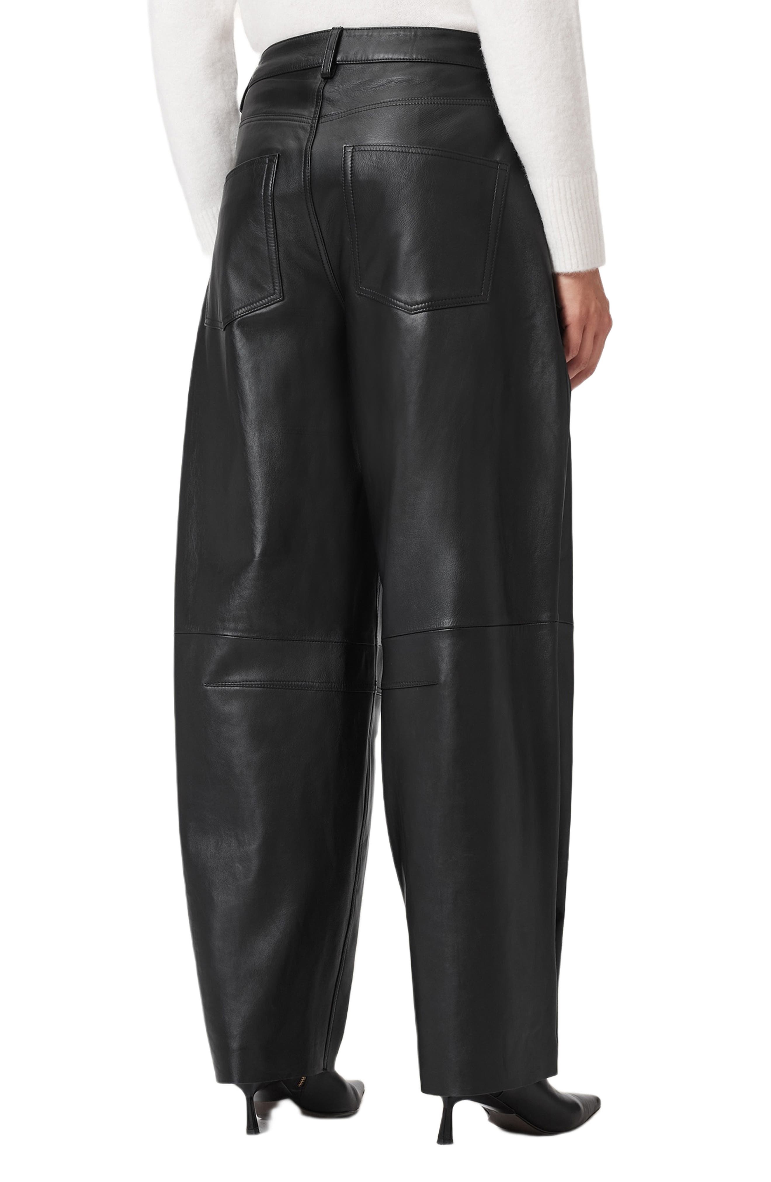 AllSaints Jett Barrel Leg Leather Pants