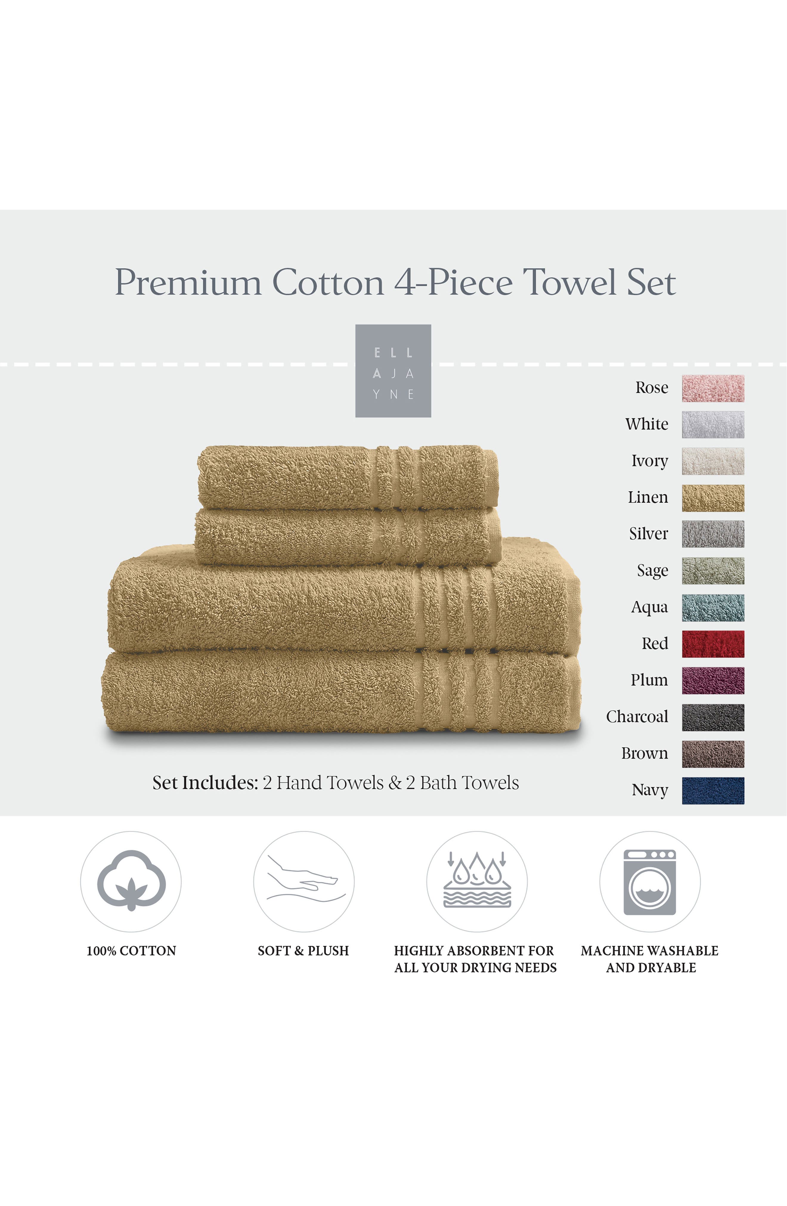 ELLA JAYNE HOME Solid Cotton 4-Piece Towel Set
