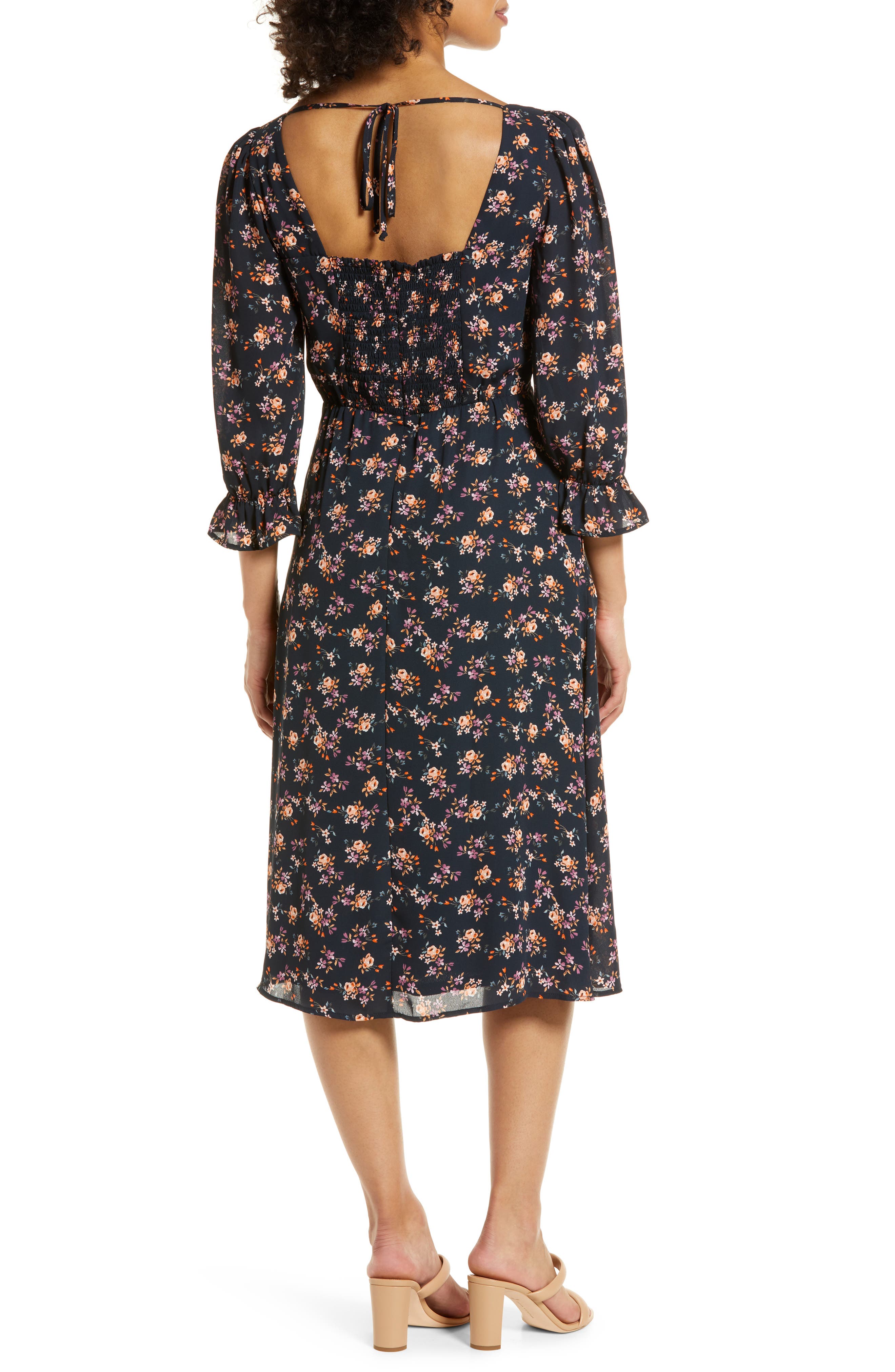 Julia Jordan Floral Bell Sleeve Midi Dress