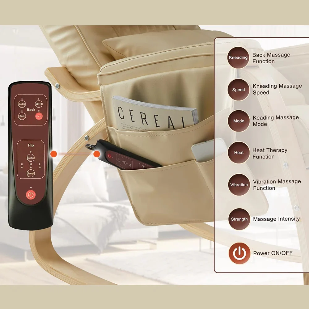Heated Massage Rocking Chair - PU Leather Recliner with Vibration