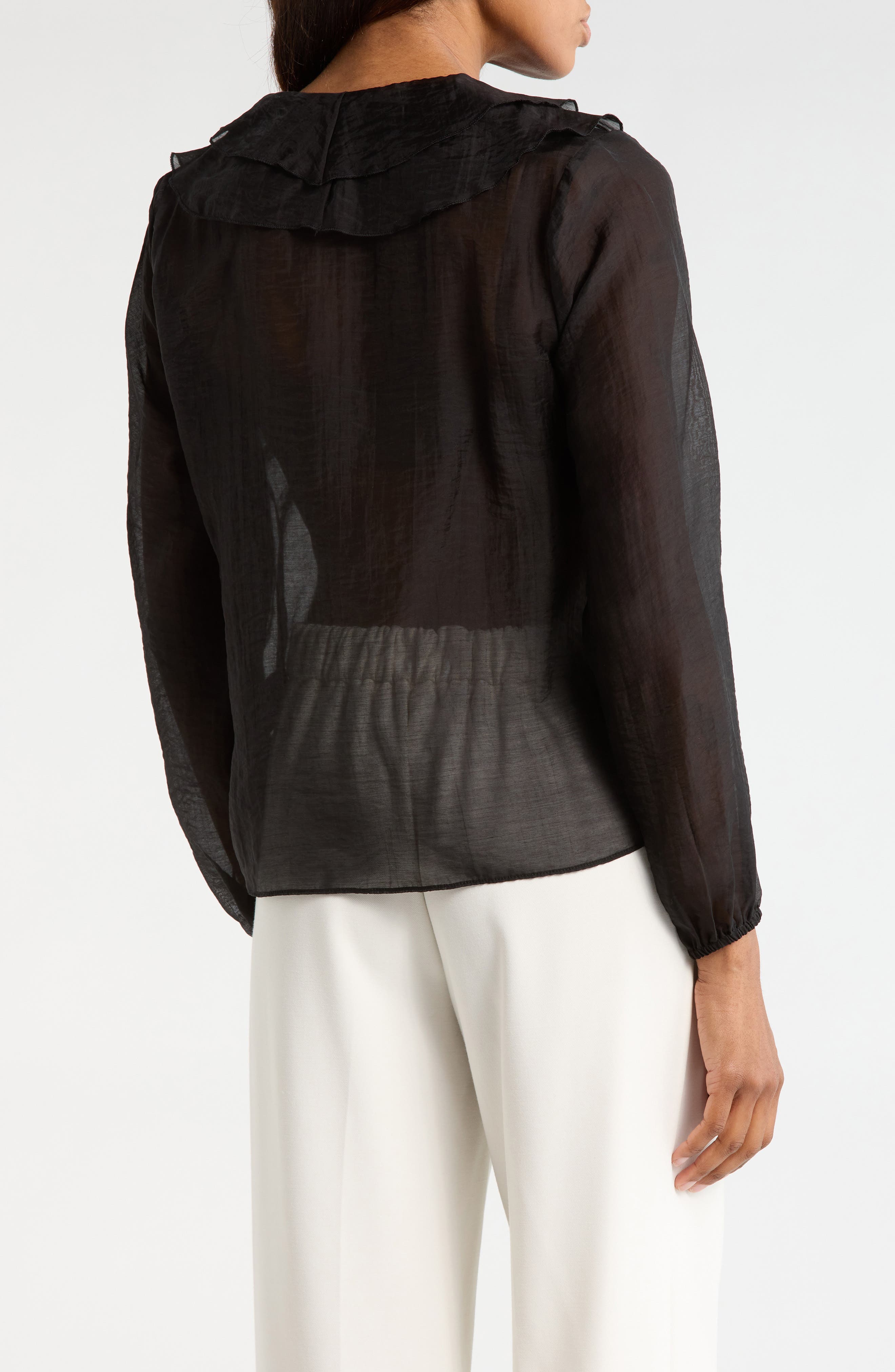 JASON WU Ruffle V-Neck Long Sleeve Top