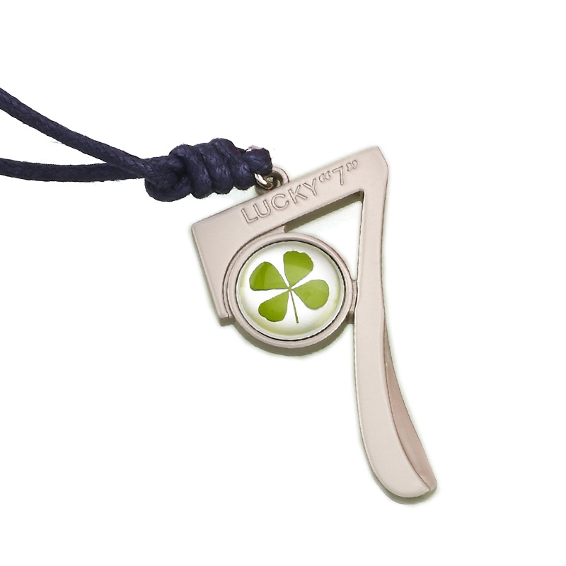 Lucky Number 7 Necklace with Four-Leaf Clover