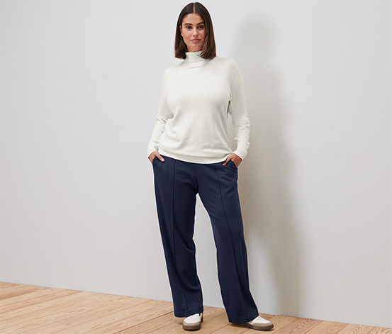 Feinstrick-Rollkragenpullover, cremeweiß