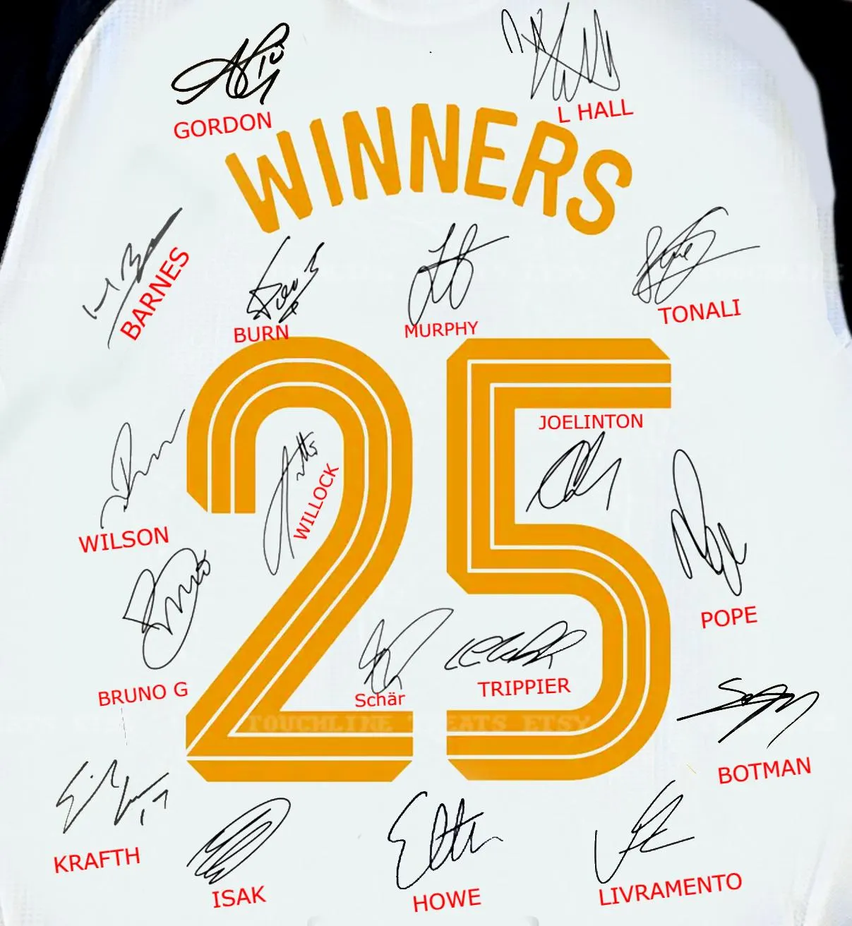 Newcastle FULL 2024 SIGNED Newcastle Jersey Carabao Cup Winners 24/25 - COA