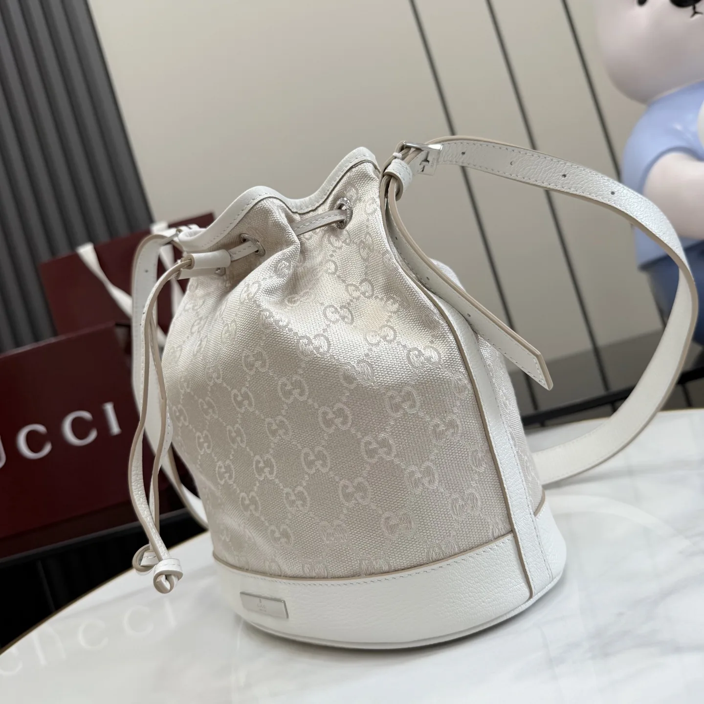 Gucci White Generation Canvas and Leather Bucket Bag product photo from LabelPicks