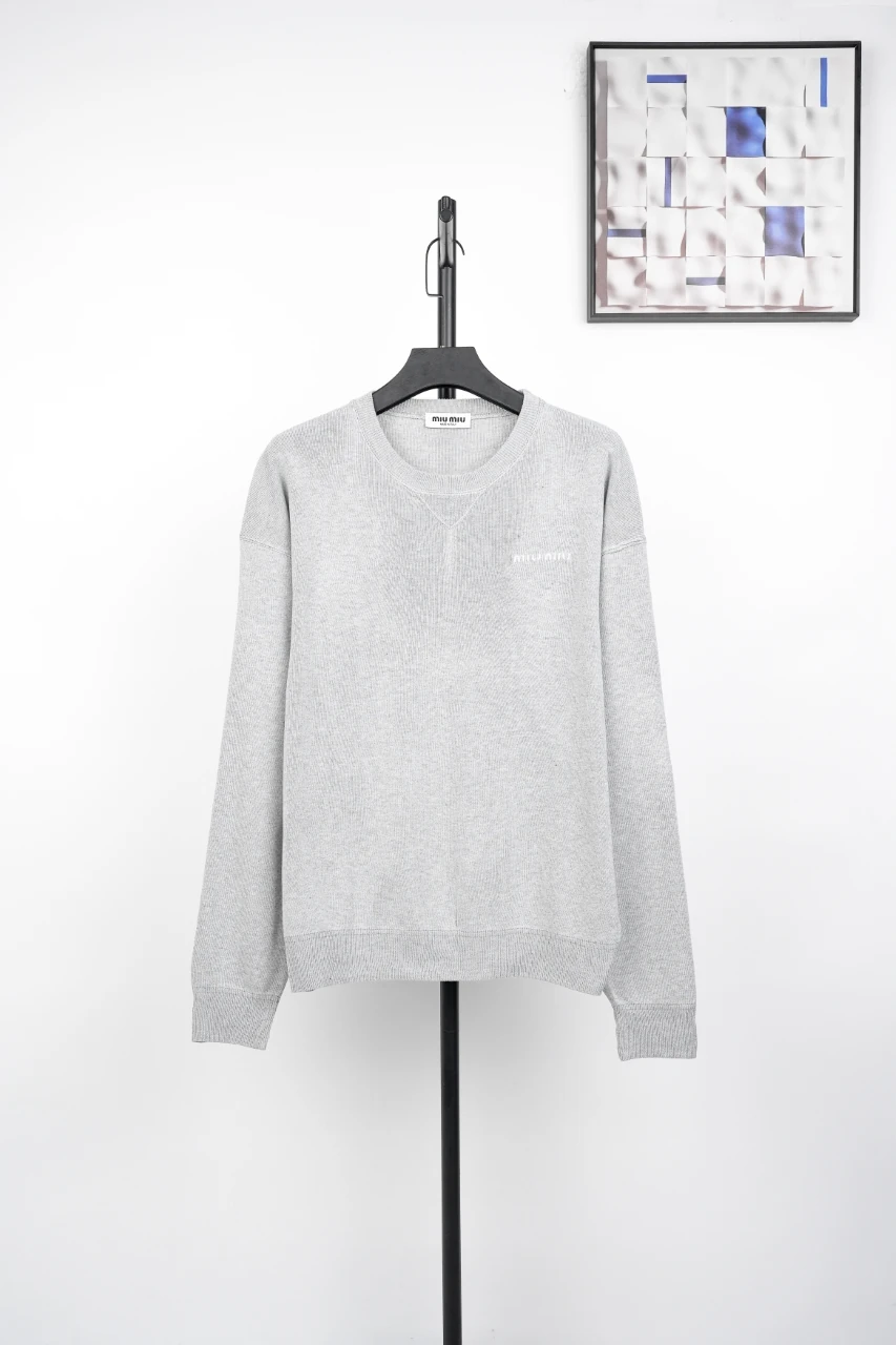 Miu Miu Light Grey Logo Crewneck Sweater product photo from LabelPicks