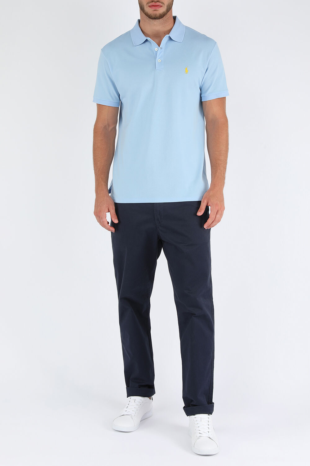 POLO RALPH LAUREN חולצת פולו סלים מכותנה עם לוגו רקום