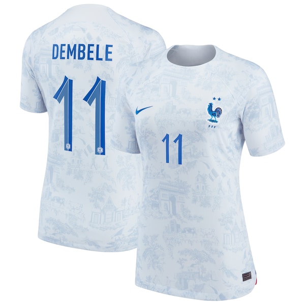 Ousmane Dembele France National Team Nike Women's 2022/23 Away Breathe Stadium Replica Jersey - White