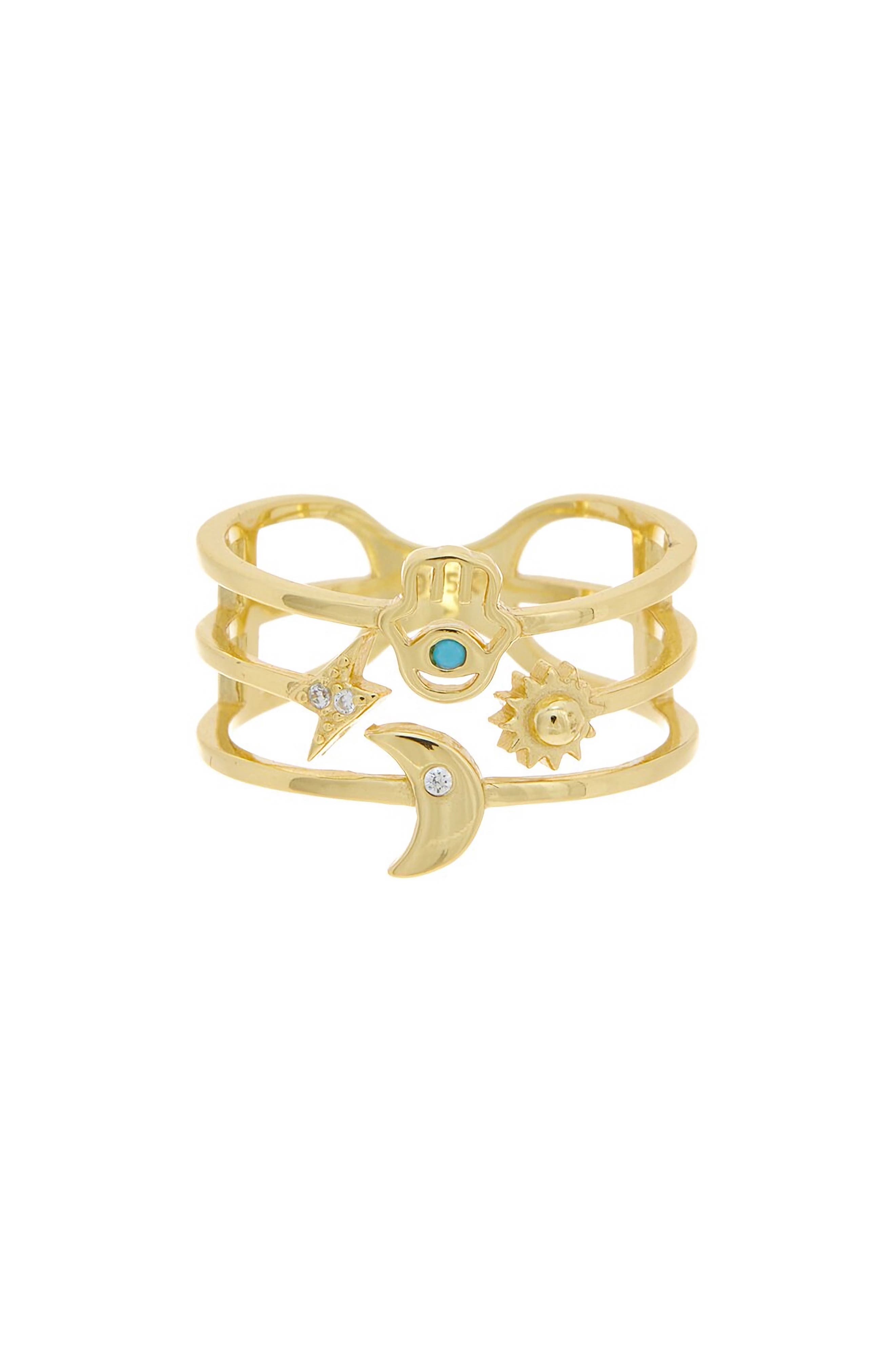 Juvell Cubic Zirconia Hamsa Multiband Ring