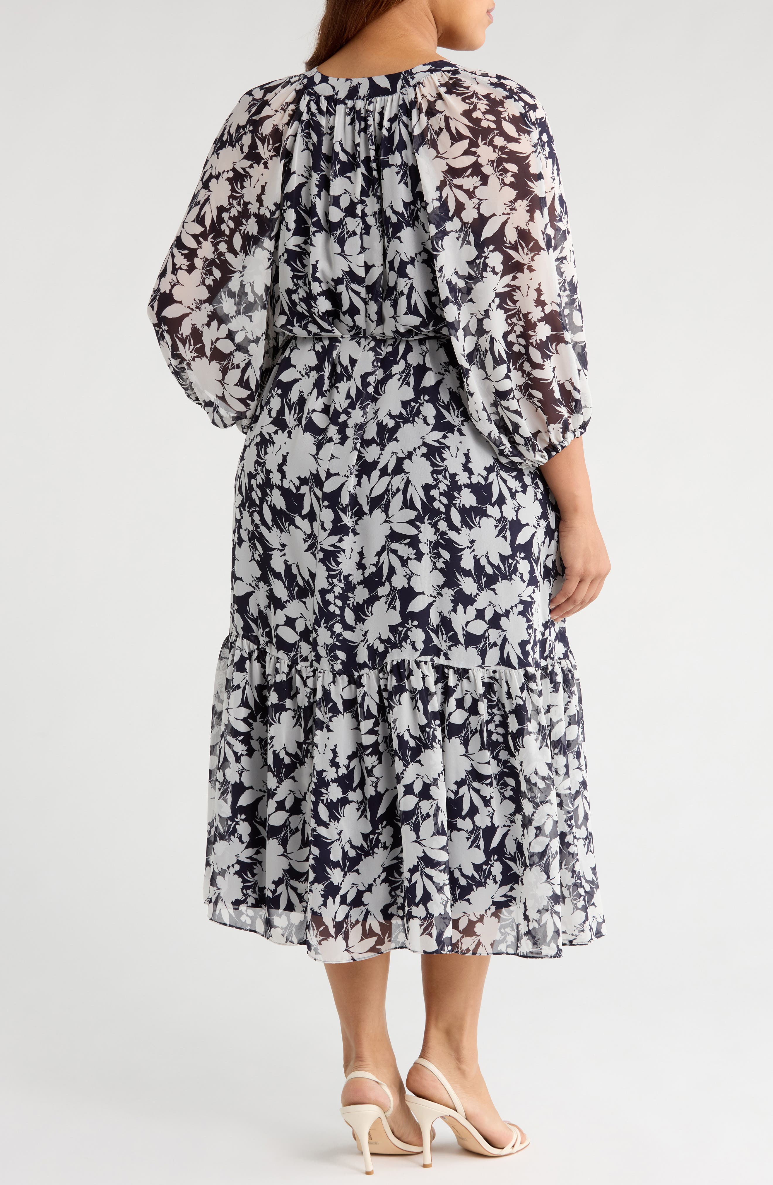 Julia Jordan Puff Sleeve Tie Belt Midi Dress