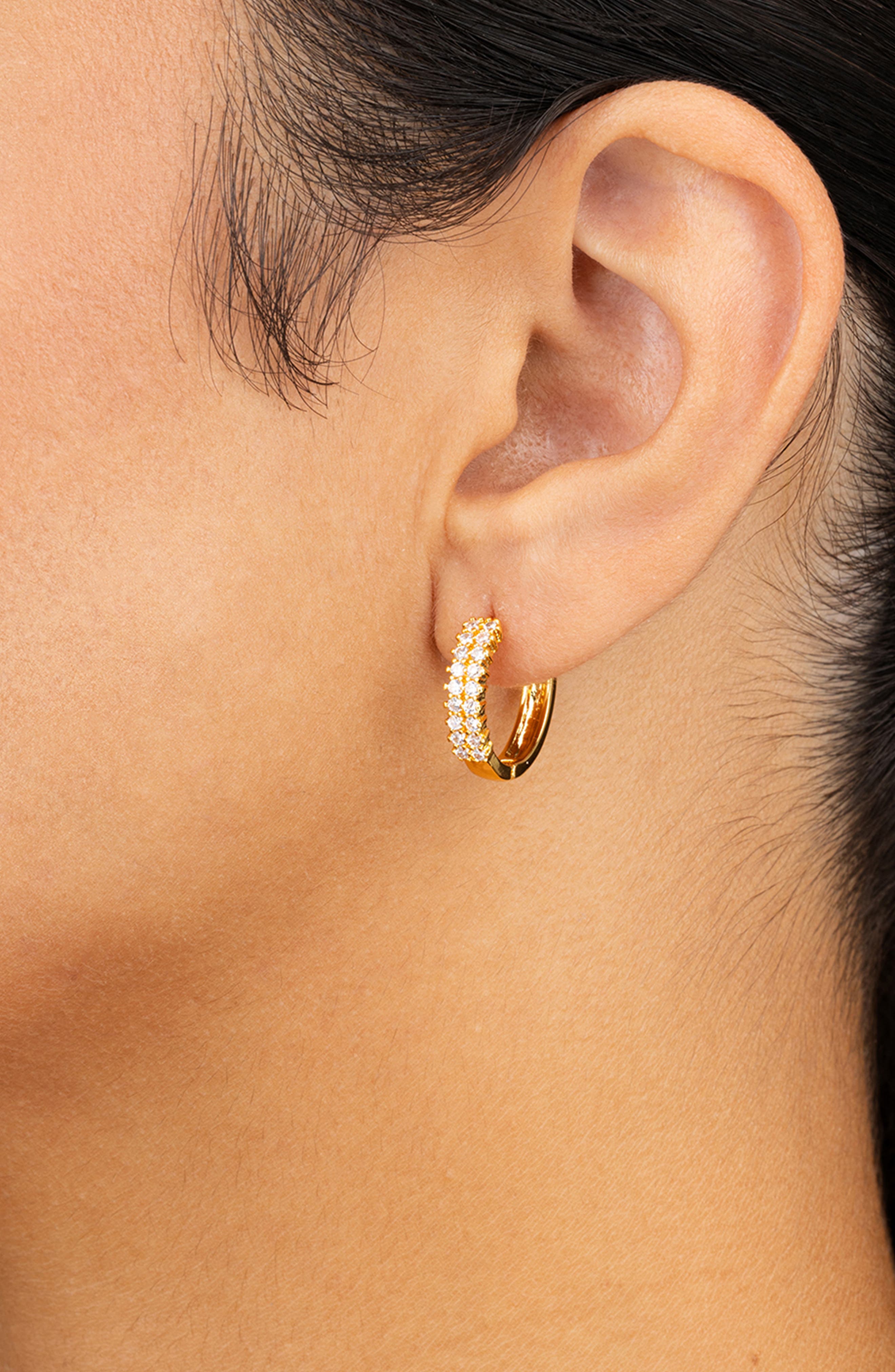 Sterling Forever Ximena Cubic Zirconia Pavé Hoop Earrings