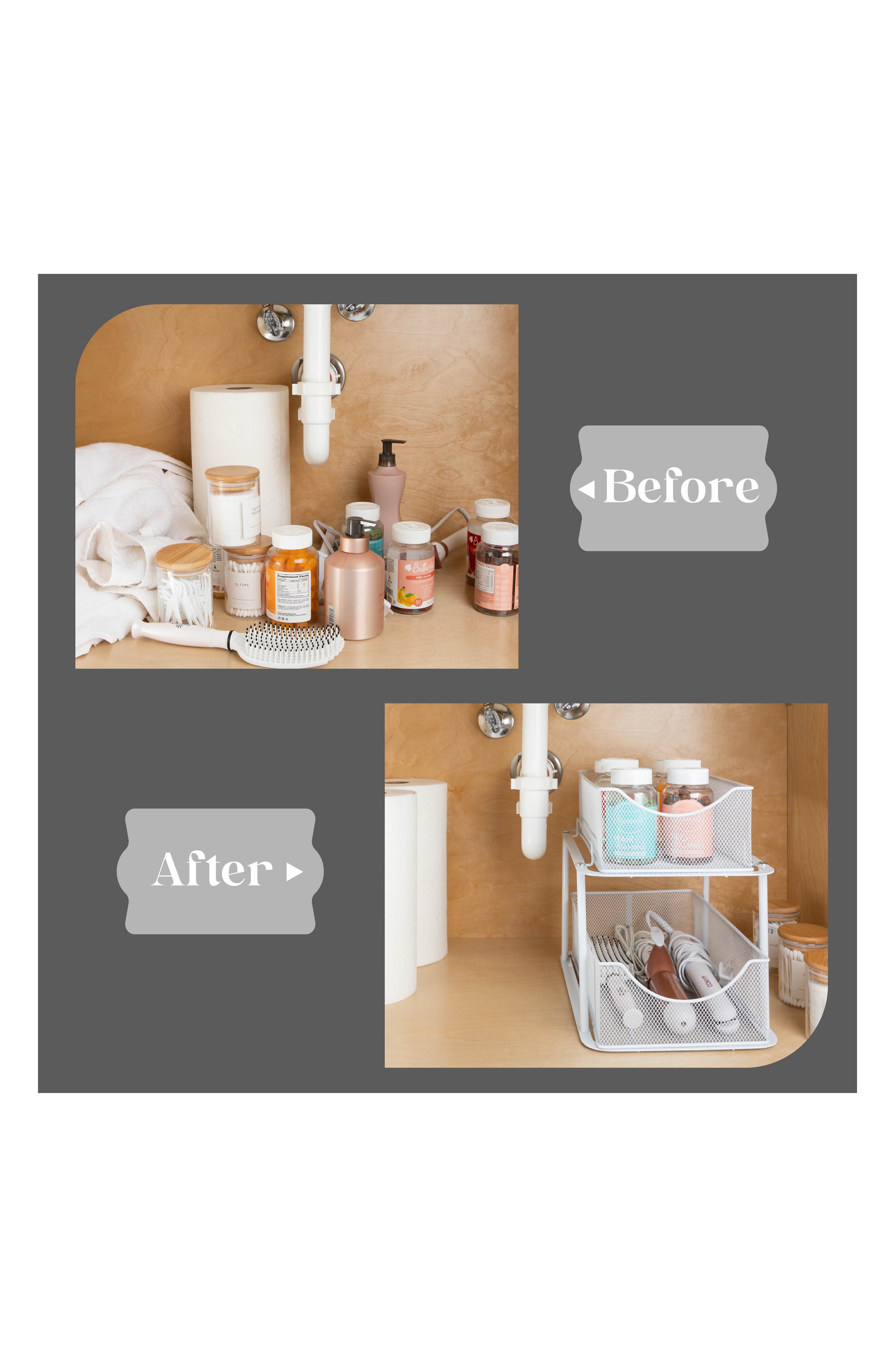 SORBUS 2-Tier Metal Sliding Bin Organizer