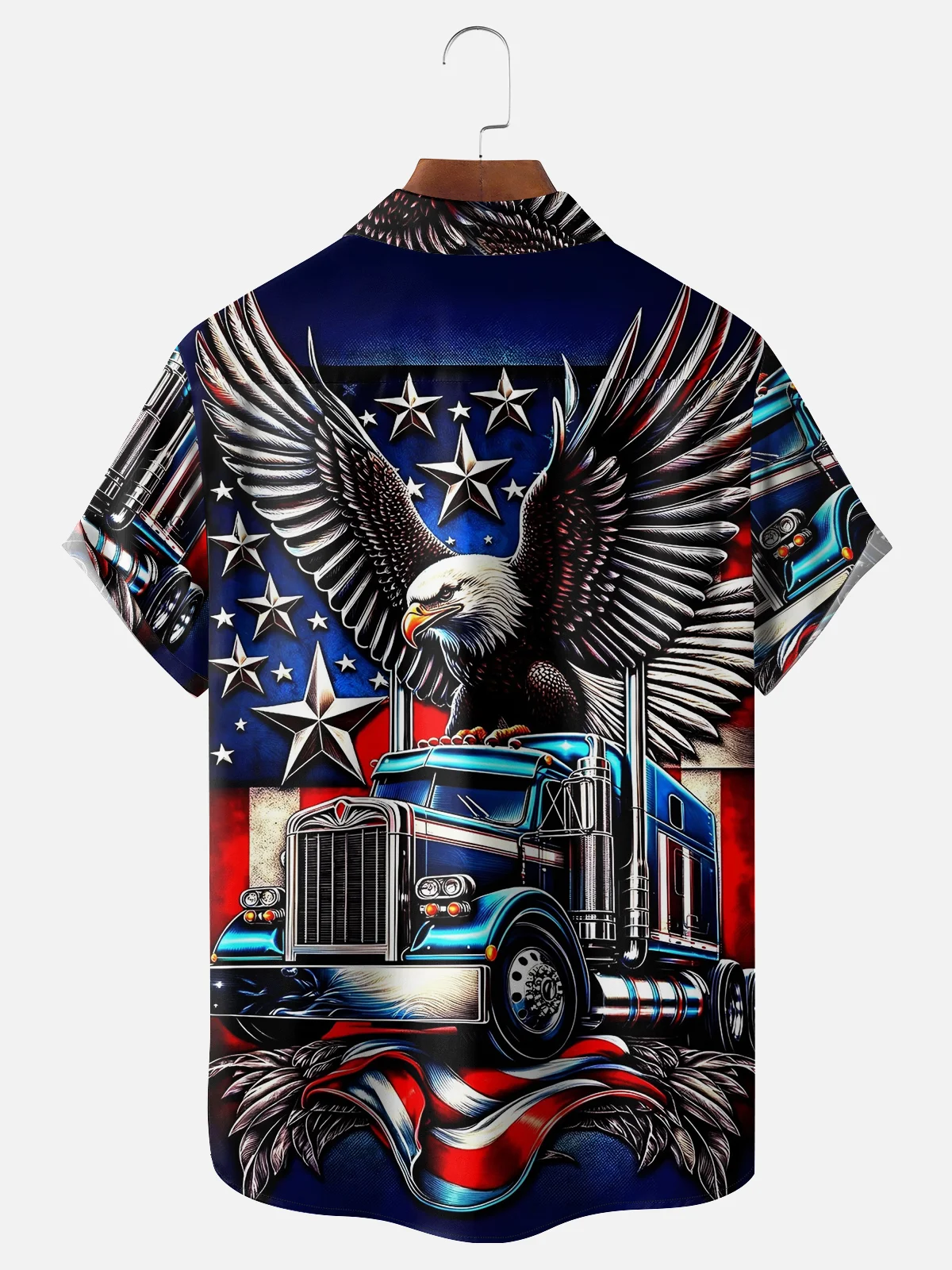 Moisture Wicking Independence Day Flag Eagle Casual Shirt