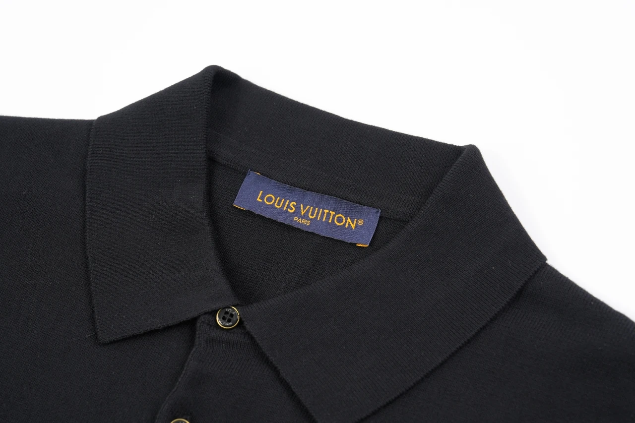 Louis Vuitton Black Leather Patch Knit Polo Shirt product photo from LabelPicks