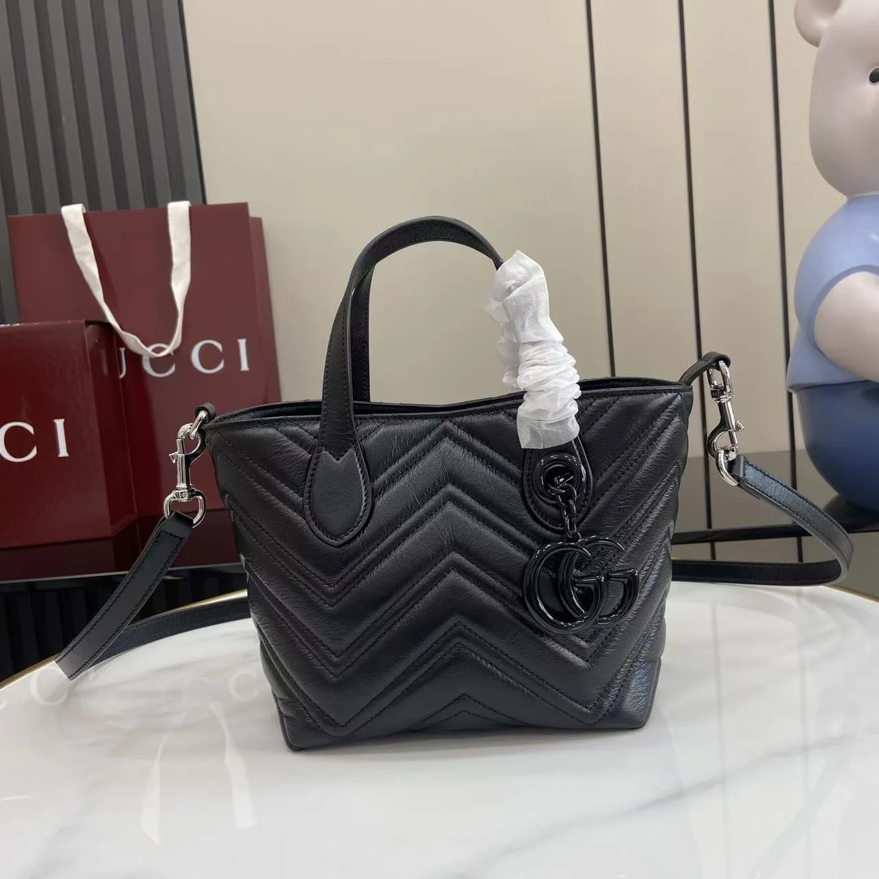 Gucci Black Marmont GG Supreme Canvas Tote Bag product photo from LabelPicks