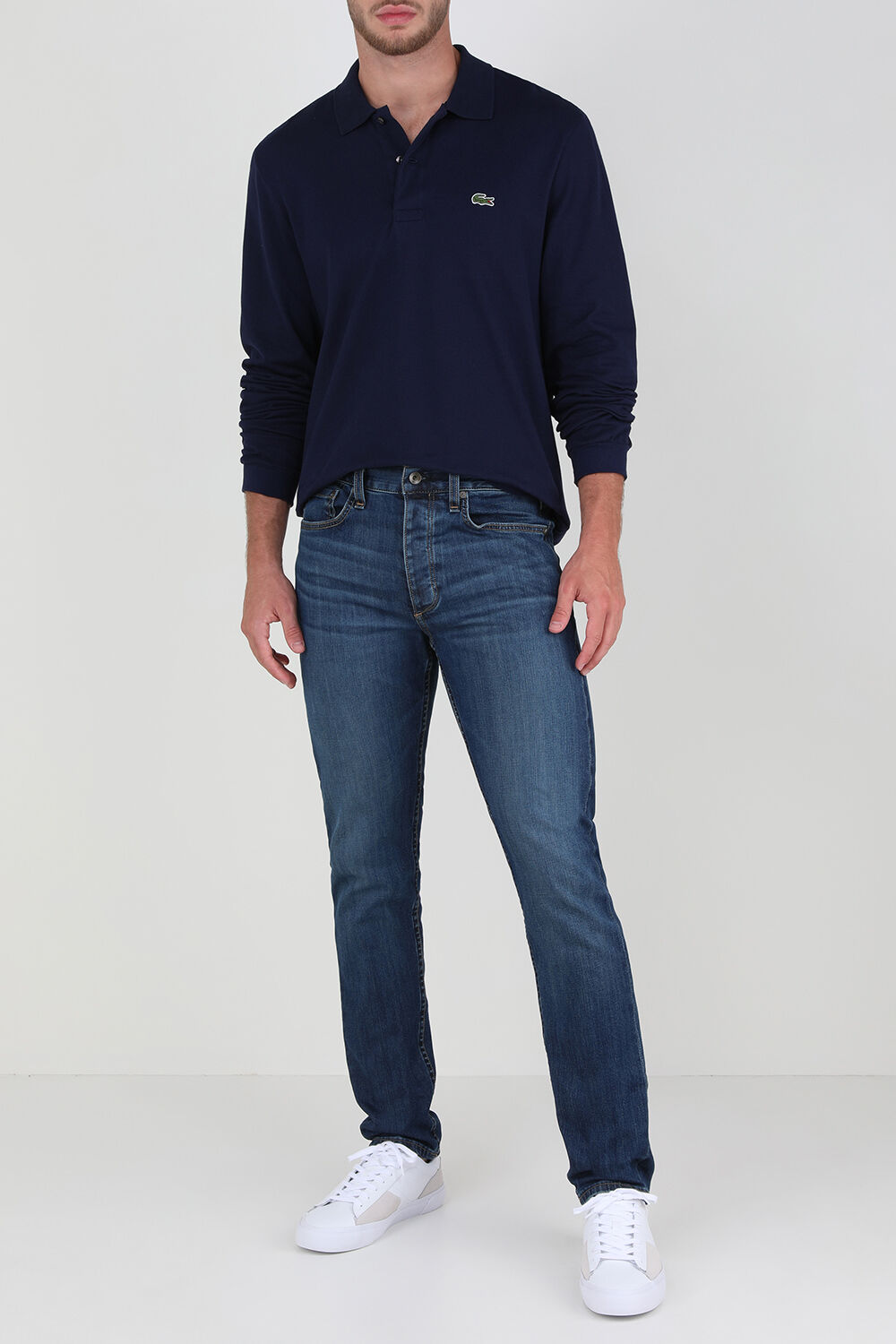 LACOSTE חולצת פולו ארוכה עם לוגו רקום