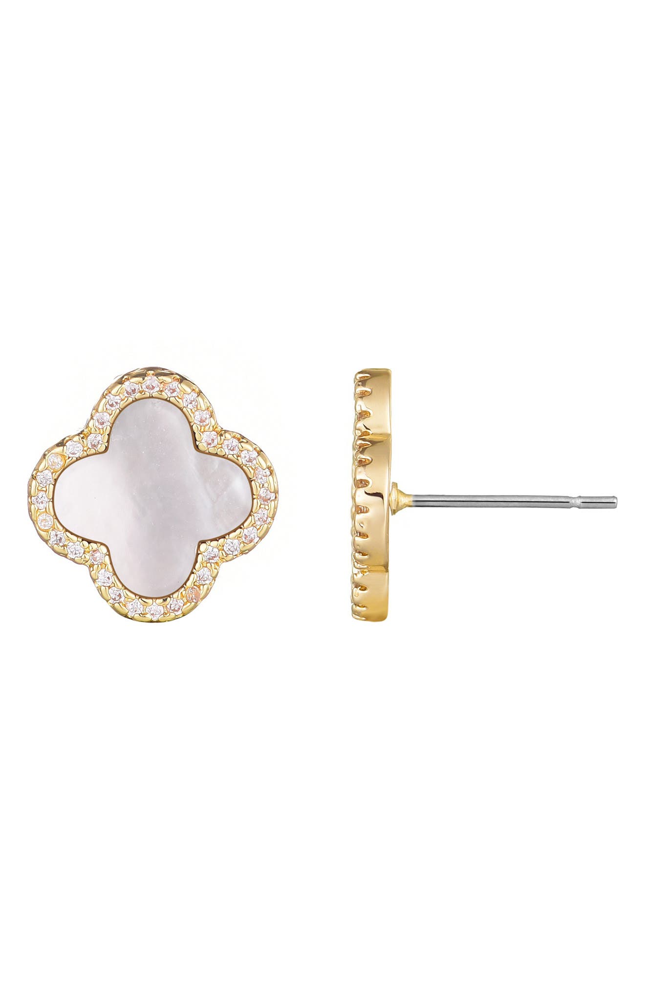 Adornia Mother of Pearl Clover Stud Earrings