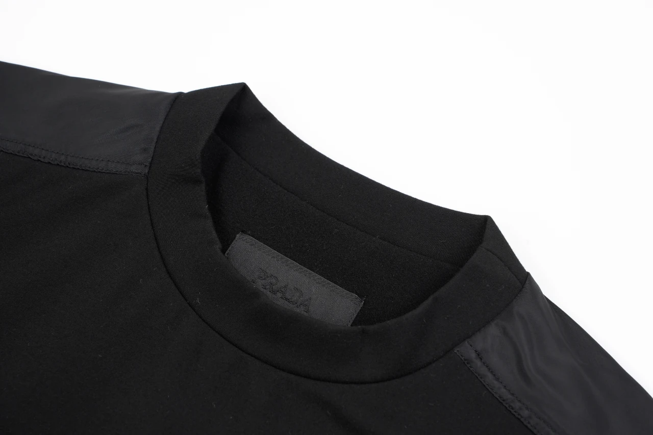 Prada Black Crewneck Sweatshirt with Utility Sleeve Pocket product photo from LabelPicks