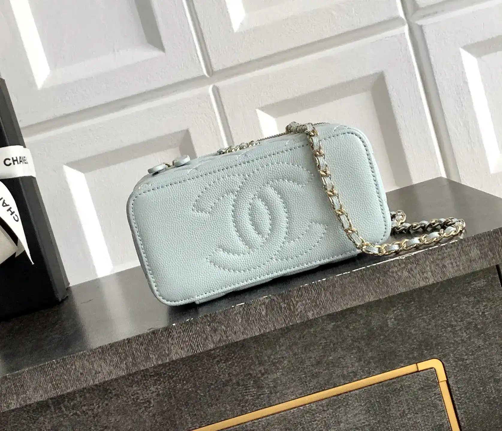 Chanel Blue Quilted Leather Top Handle Bag product photo from LabelPicks