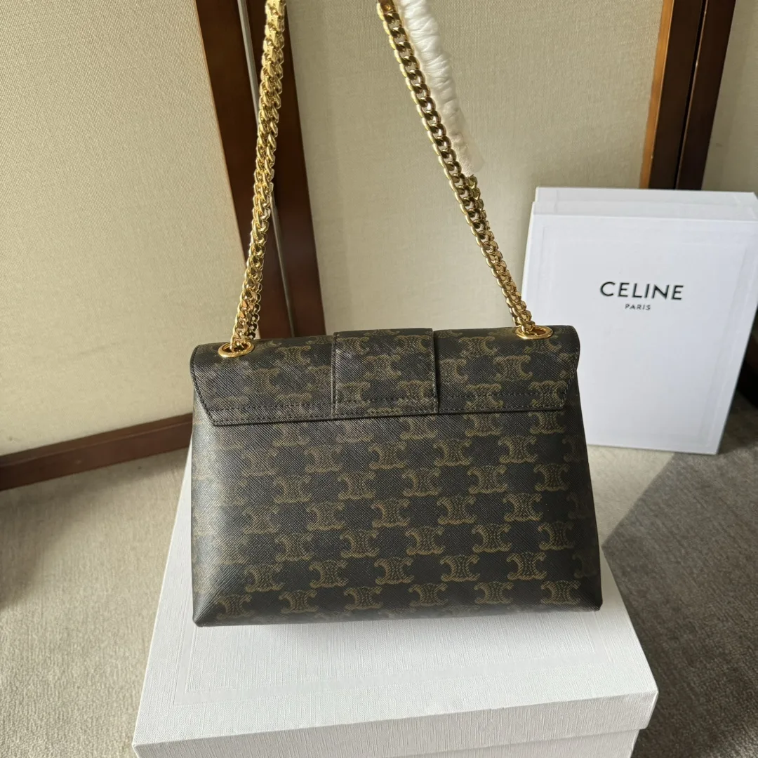 Celine Triomphe Silver Grained Leather Crossbody Bag product photo from LabelPicks