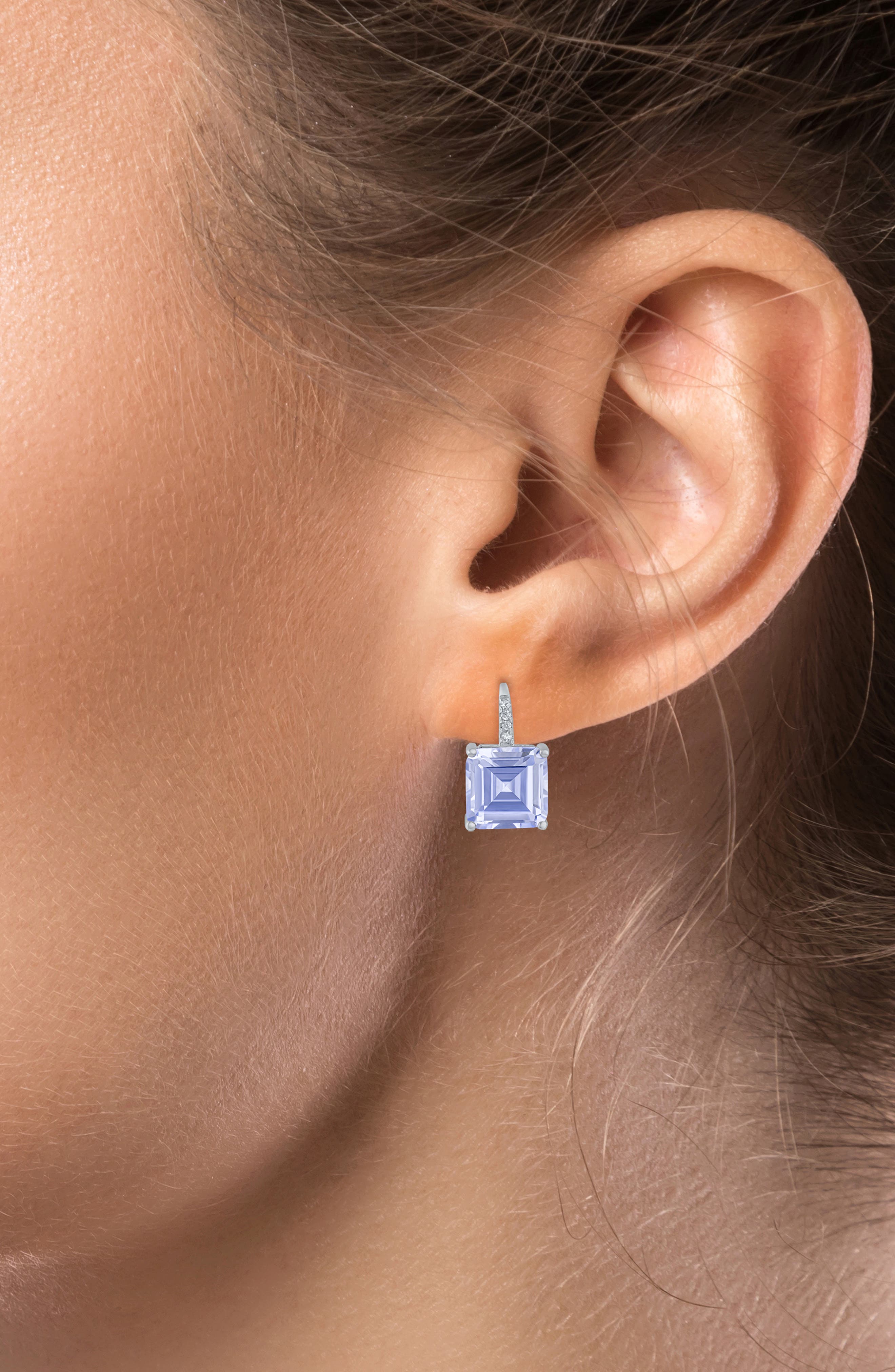 CZ by Kenneth Jay Lane Asscher Cut Cubic Zirconia Lever Back Earrings