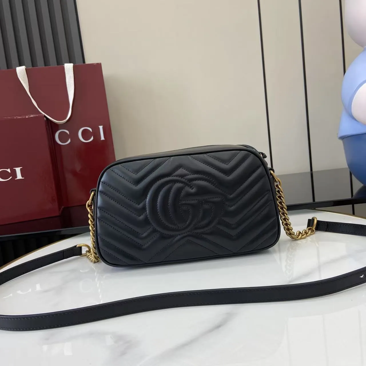 Gucci Marmont Black GG Supreme Canvas Crossbody Bag product photo from LabelPicks
