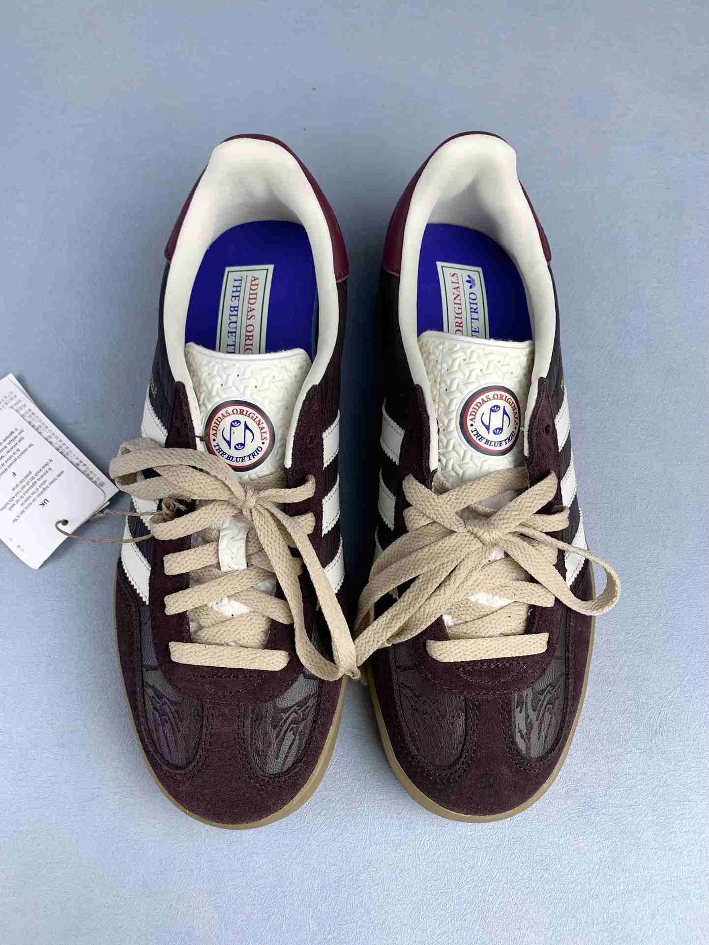 The Blue Trio x adidas Gazelle Indoor Bronze Light Brown Shoes