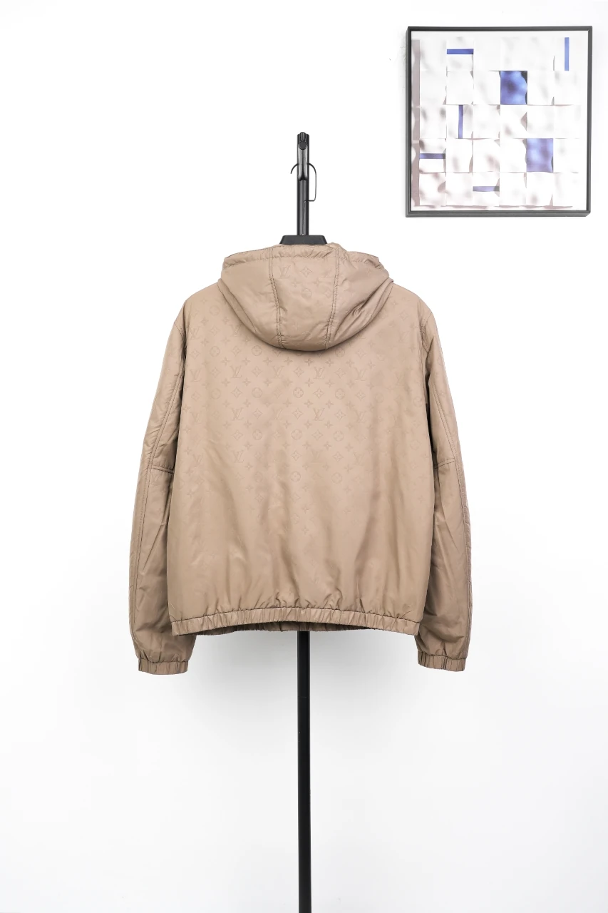 Louis Vuitton Khaki Embossed Hooded Padded Jacket product photo from LabelPicks