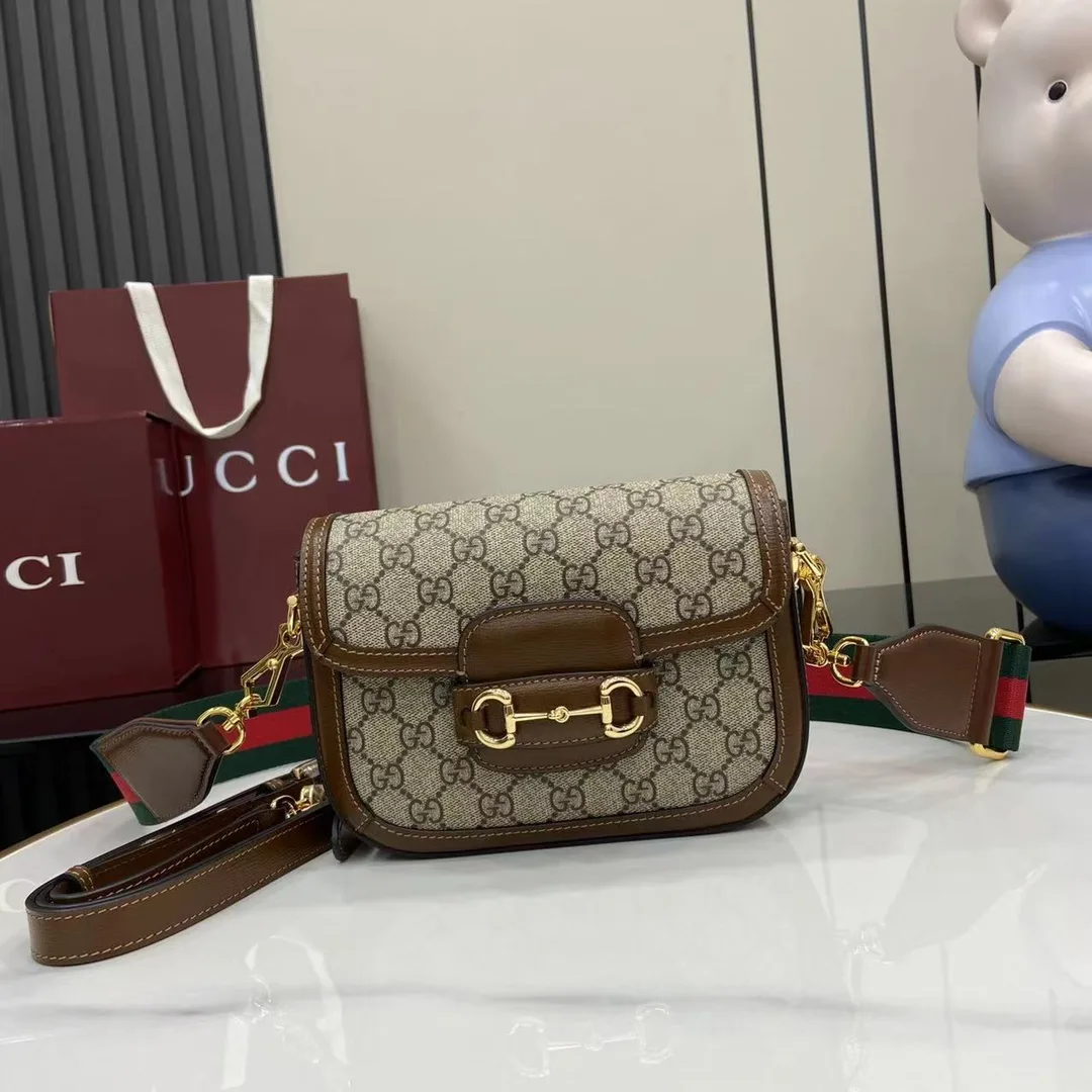 Gucci Horsebit Brown Canvas and Leather Shoulder Bag product photo from LabelPicks