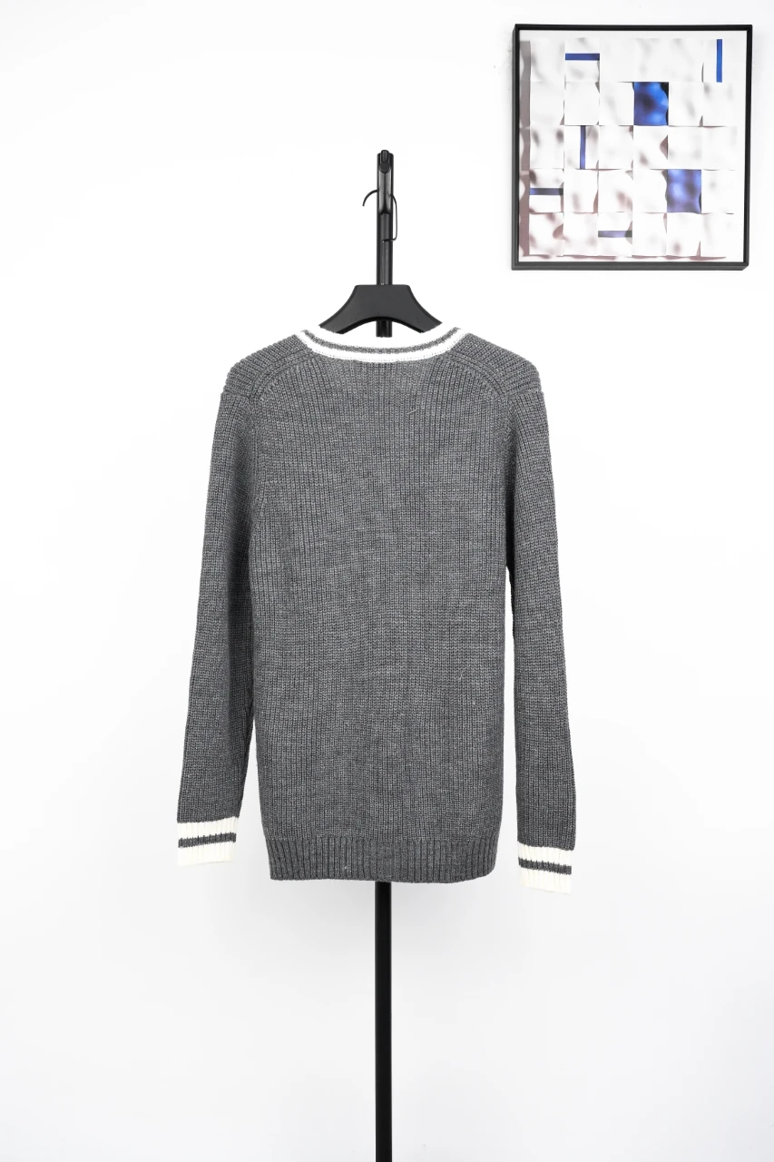 Miu Miu Grey White Trim Logo Knit Cardigan Jacket product photo from LabelPicks