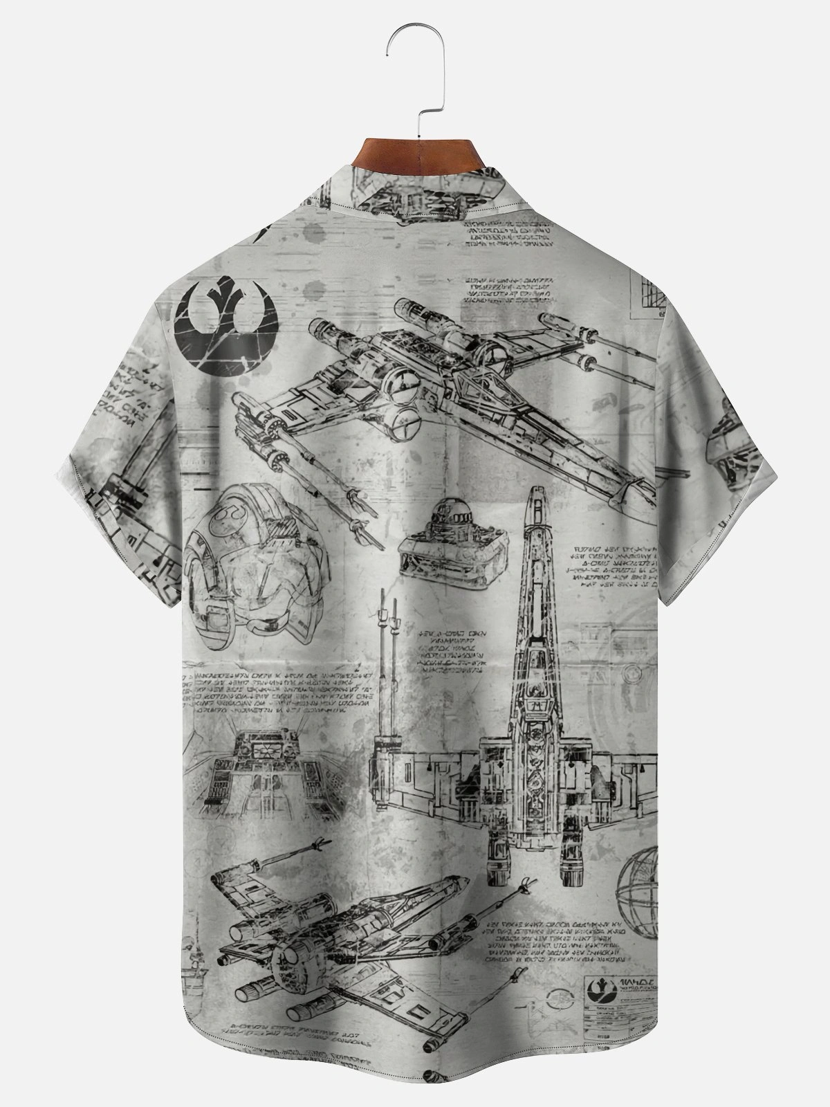 Moisture-wicking Star Universe Spaceship Chest Pocket Casual Shirt