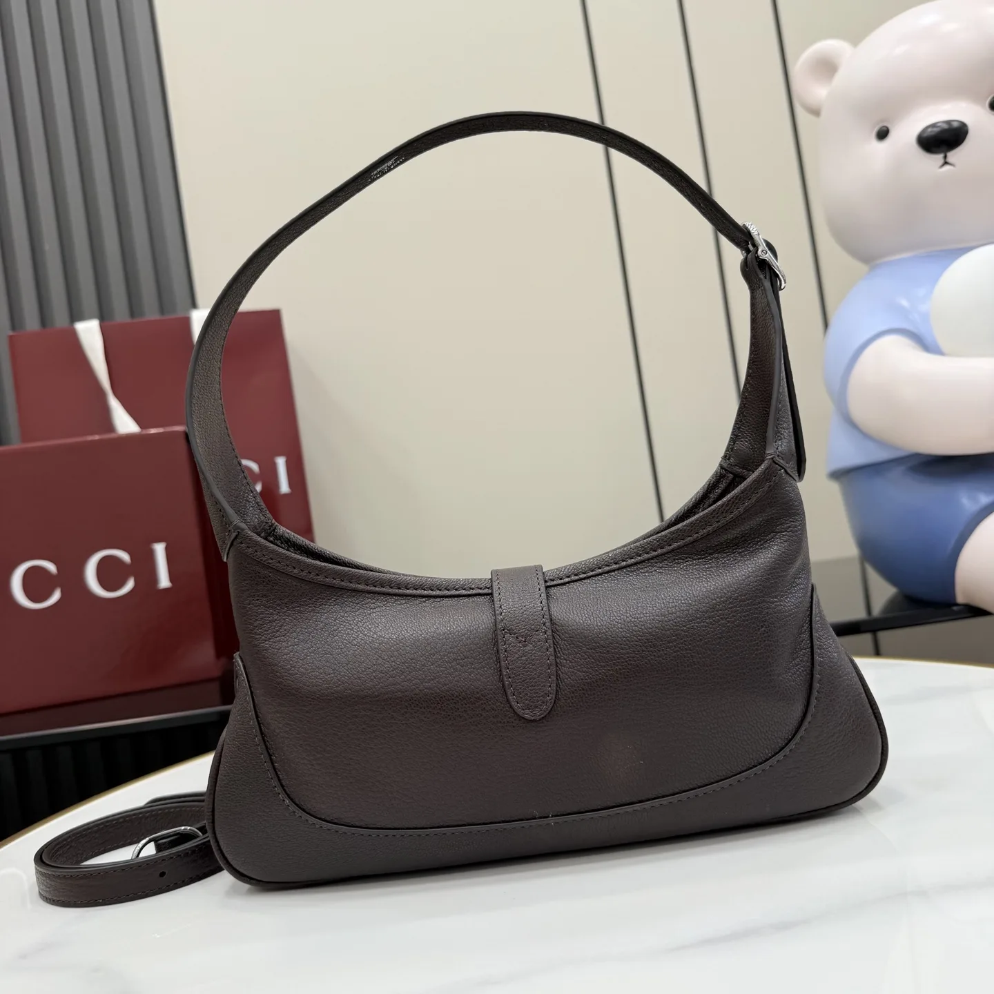 Gucci Jackie Brown Grained Leather Shoulder Bag product photo from LabelPicks