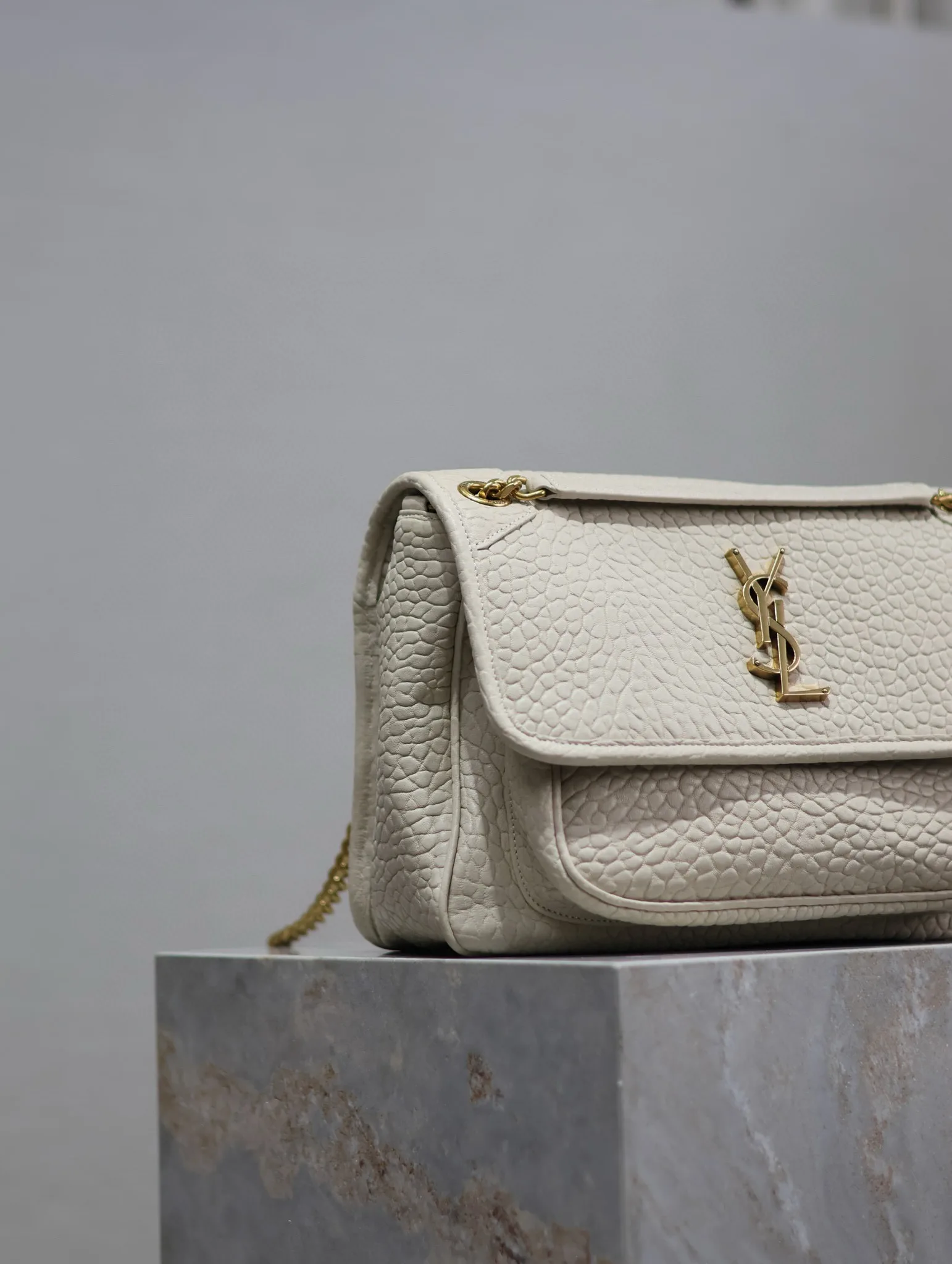 Saint Laurent White Niki Lambskin Shoulder Bag product photo from LabelPicks