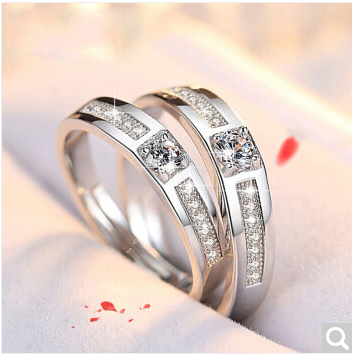 Diamond lovers ring female male engagement pair ring a pair of adjustable rings for men and women