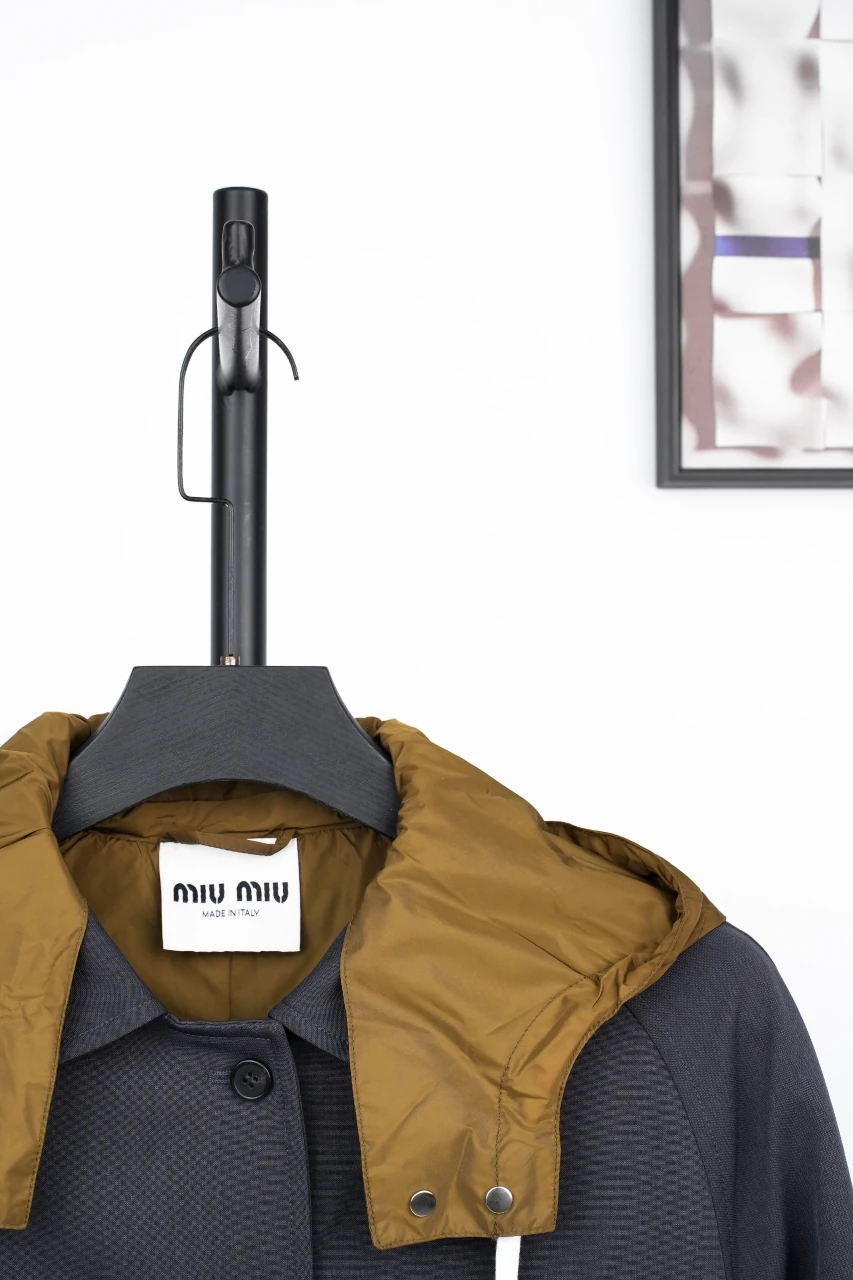 Miu Miu Navy Contrast Hooded Coat product photo from LabelPicks