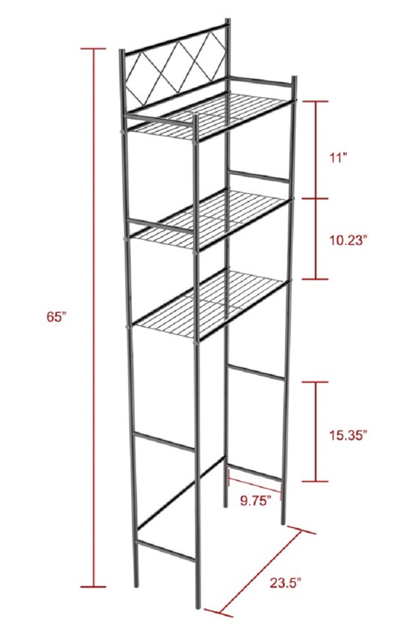 J AND V TEXTILES 3-Shelf Metal Bathroom Organizer