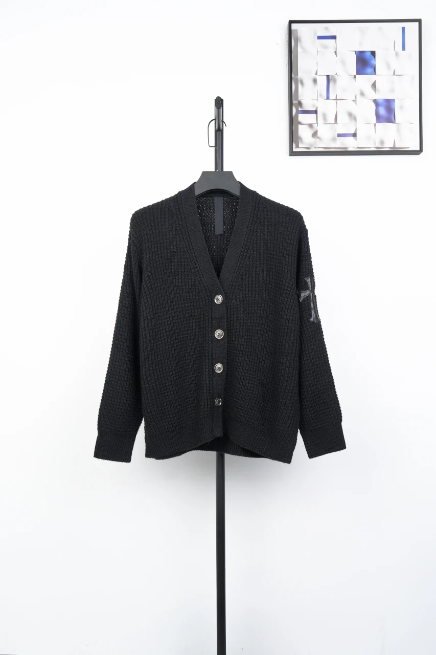 Chrome Hearts Black Waffle Cashmere Blend Cardigan product photo from LabelPicks