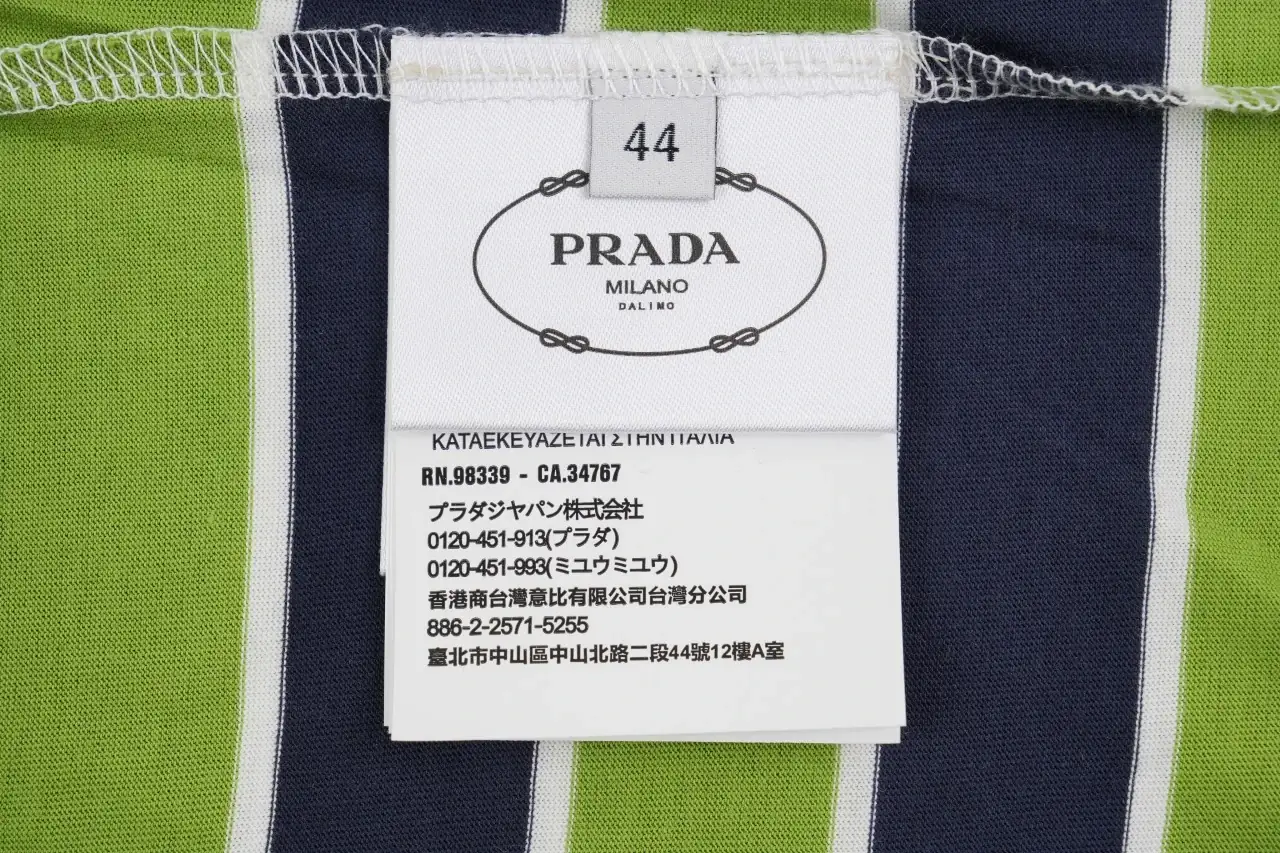 Prada Green Striped Drop-Shoulder Long Sleeve Polo product photo from LabelPicks